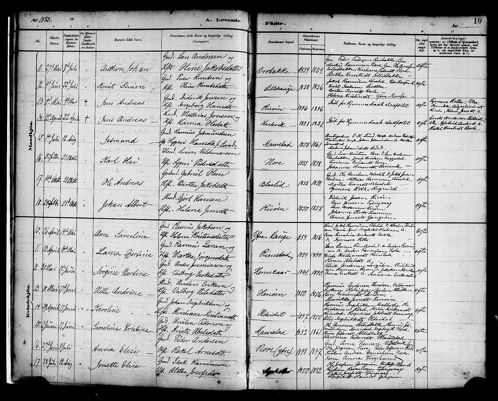 Davik sokneprestembete, AV/SAB-A-79701/H/Haa/Haad/L0001: Parish register (official) no. D 1, 1882-1900, p. 10