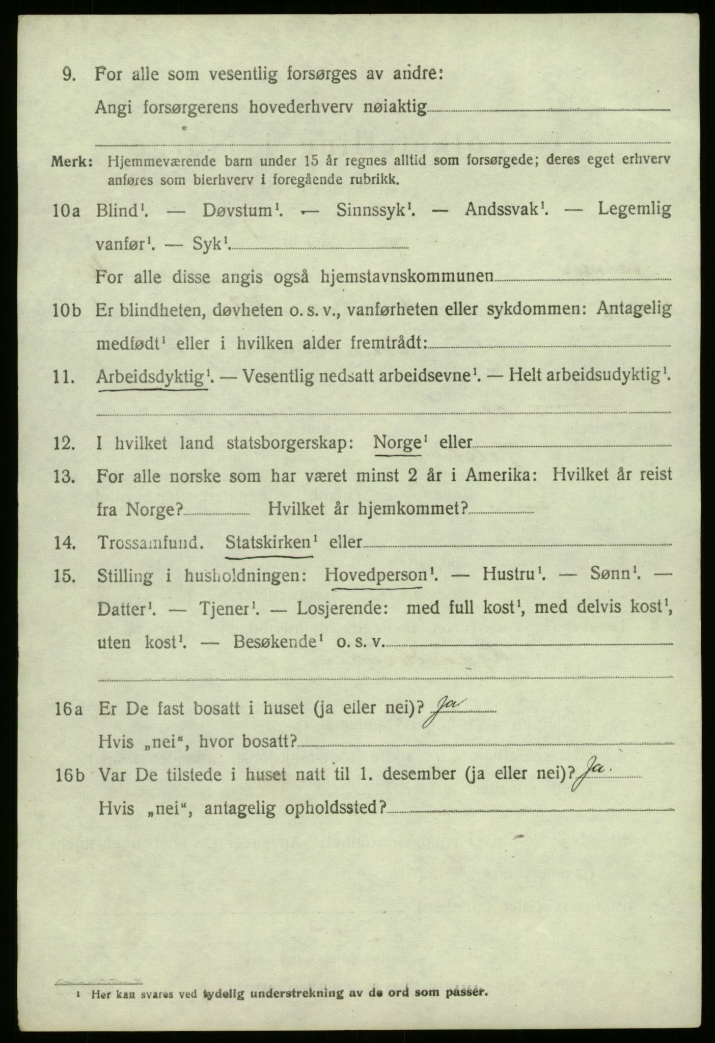 SAB, 1920 census for Jølster, 1920, p. 4647