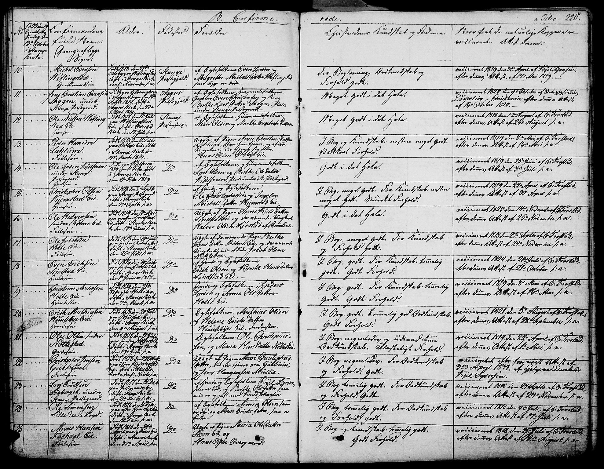 Stange prestekontor, AV/SAH-PREST-002/K/L0009: Parish register (official) no. 9, 1826-1835, p. 225