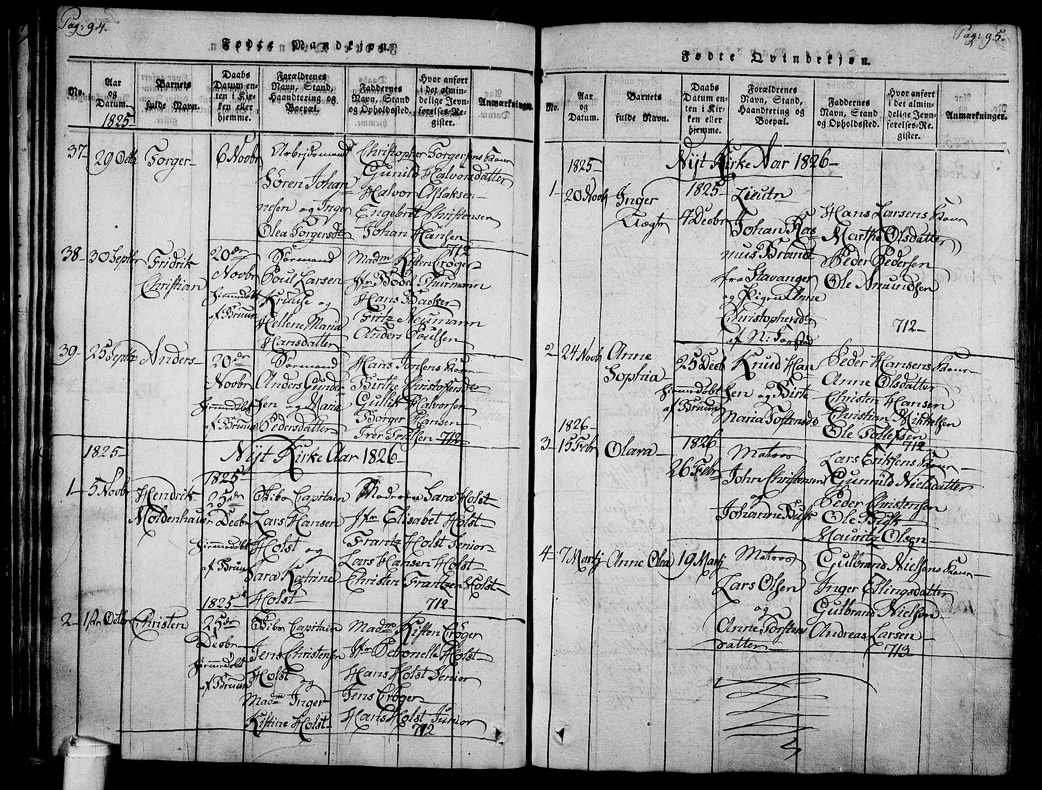 Holmestrand kirkebøker, AV/SAKO-A-346/F/Fa/L0001: Parish register (official) no. 1, 1814-1840, p. 94-95