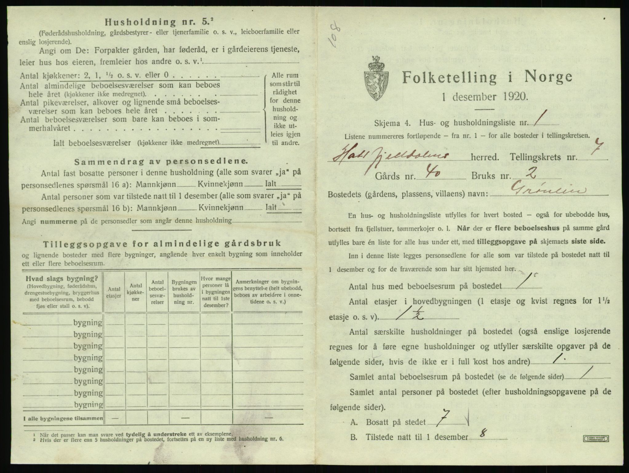 SAT, 1920 census for Hattfjelldal, 1920, p. 208