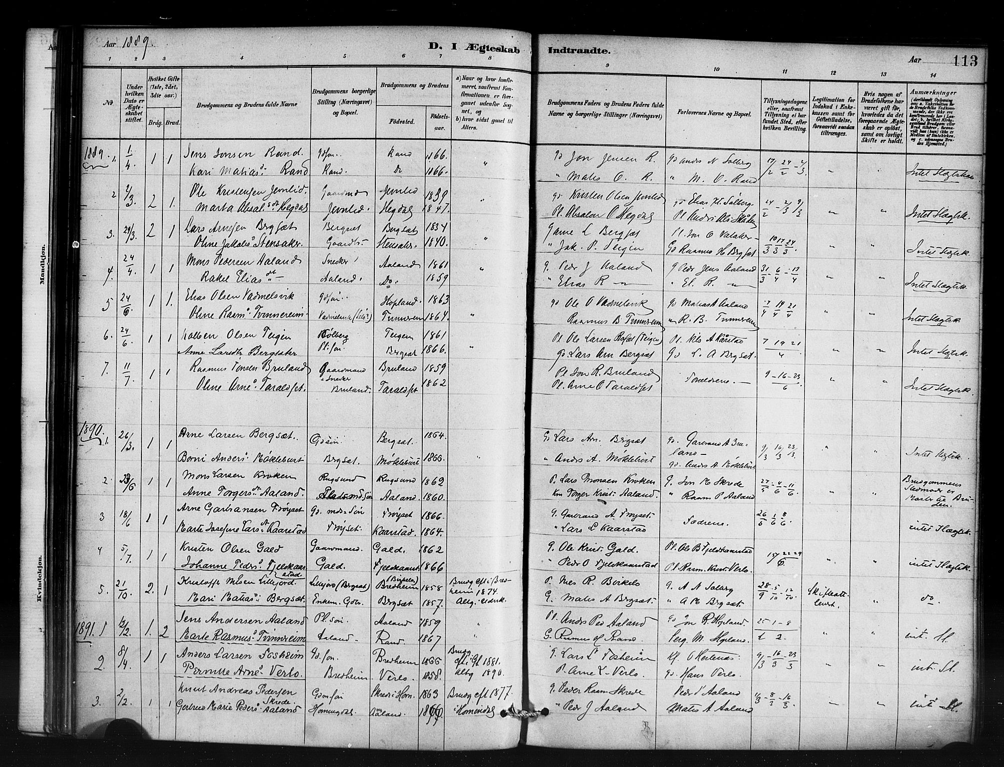 Innvik sokneprestembete, SAB/A-80501: Parish register (official) no. D 1, 1879-1900, p. 113