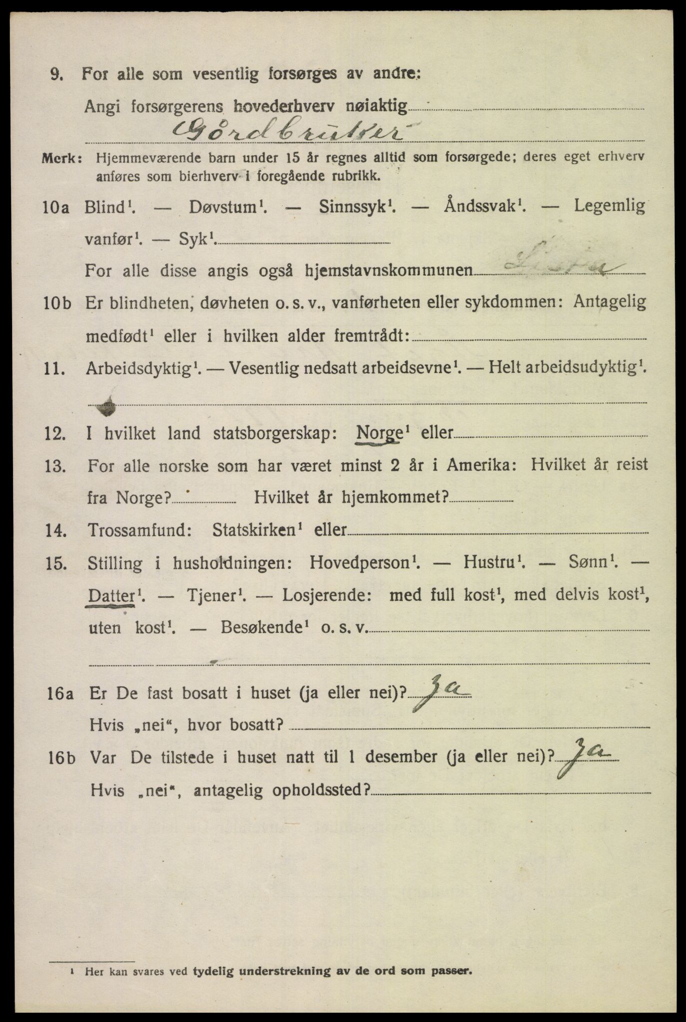 SAK, 1920 census for Lista, 1920, p. 4426