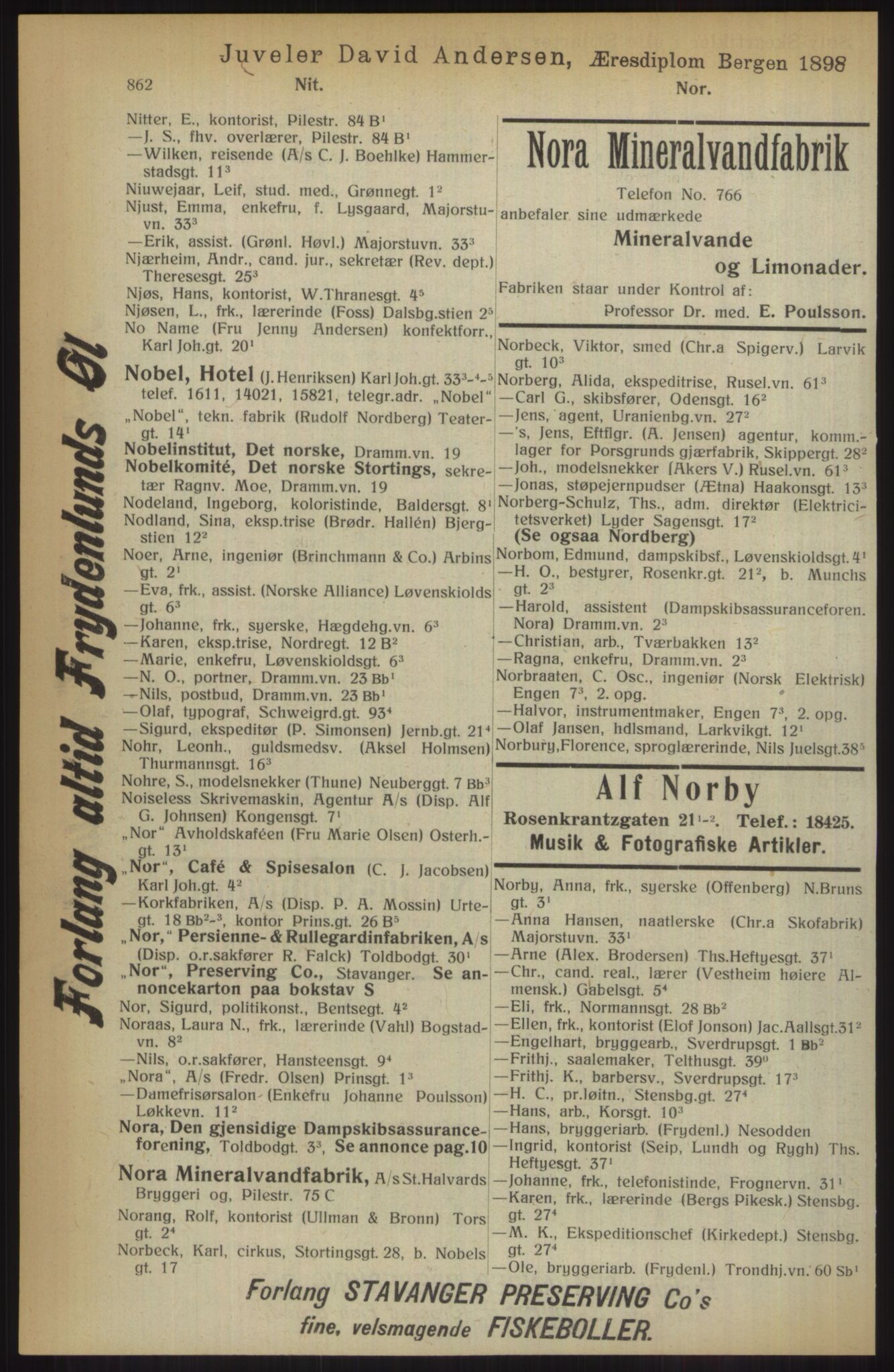 Kristiania/Oslo adressebok, PUBL/-, 1914, p. 862