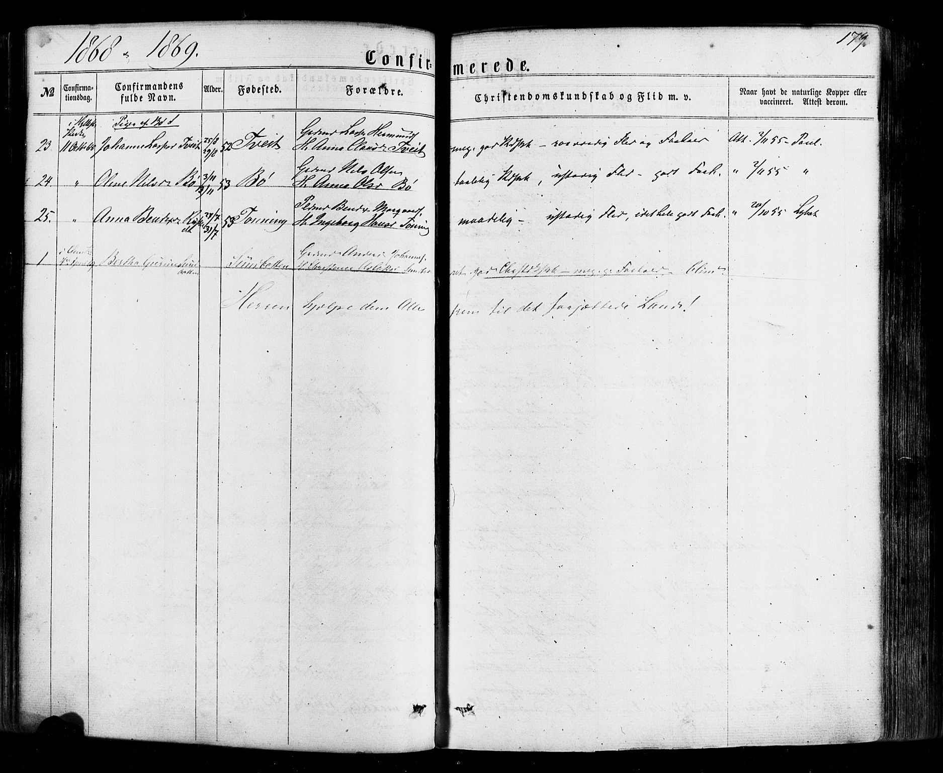 Hyllestad sokneprestembete, SAB/A-80401: Parish register (official) no. A 1, 1861-1886, p. 179