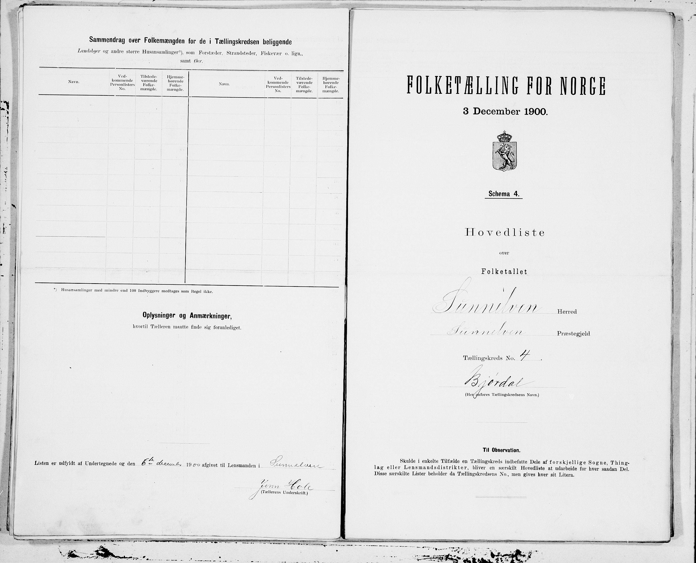 SAT, 1900 census for Sunnylven, 1900, p. 8