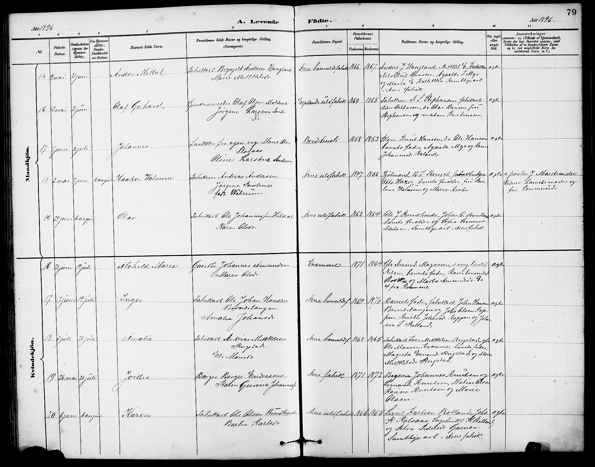 Arna Sokneprestembete, AV/SAB-A-74001/H/Ha/Hab: Parish register (copy) no. A 3, 1887-1897, p. 79