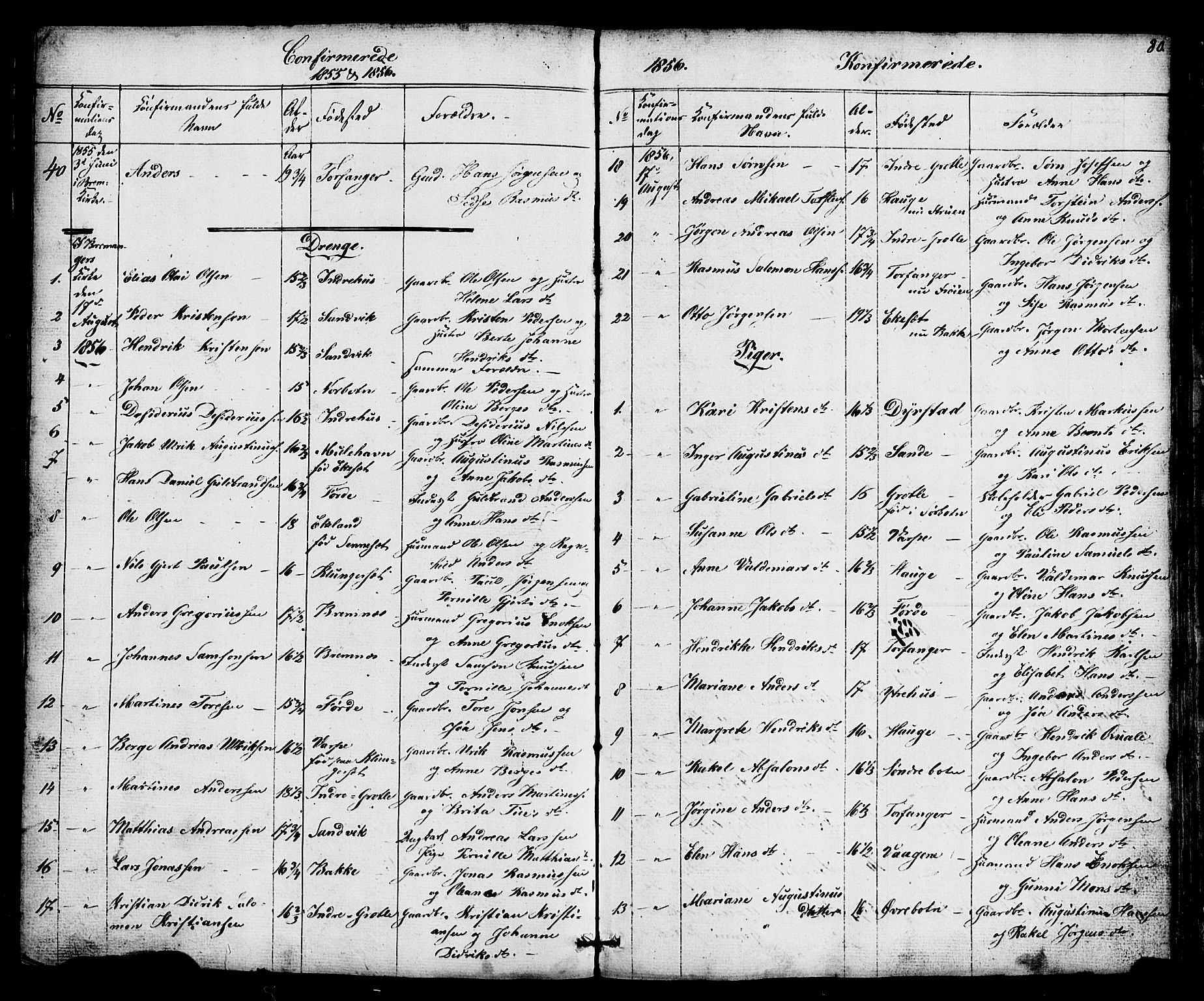 Bremanger sokneprestembete, SAB/A-82201/H/Hab/Haba/L0001: Parish register (copy) no. A 1, 1853-1865, p. 80