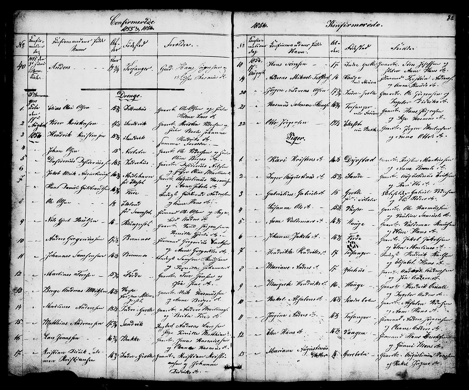 Bremanger sokneprestembete, AV/SAB-A-82201/H/Hab/Haba/L0001: Parish register (copy) no. A 1, 1853-1865, p. 80