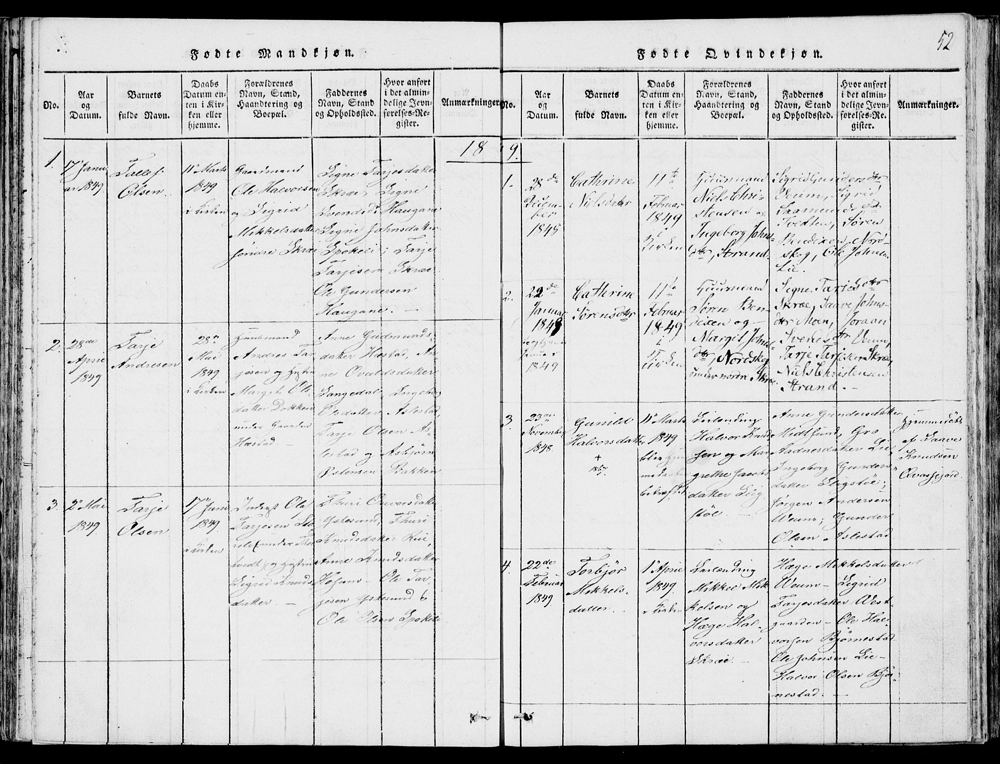 Fyresdal kirkebøker, SAKO/A-263/F/Fb/L0001: Parish register (official) no. II 1, 1815-1854, p. 52
