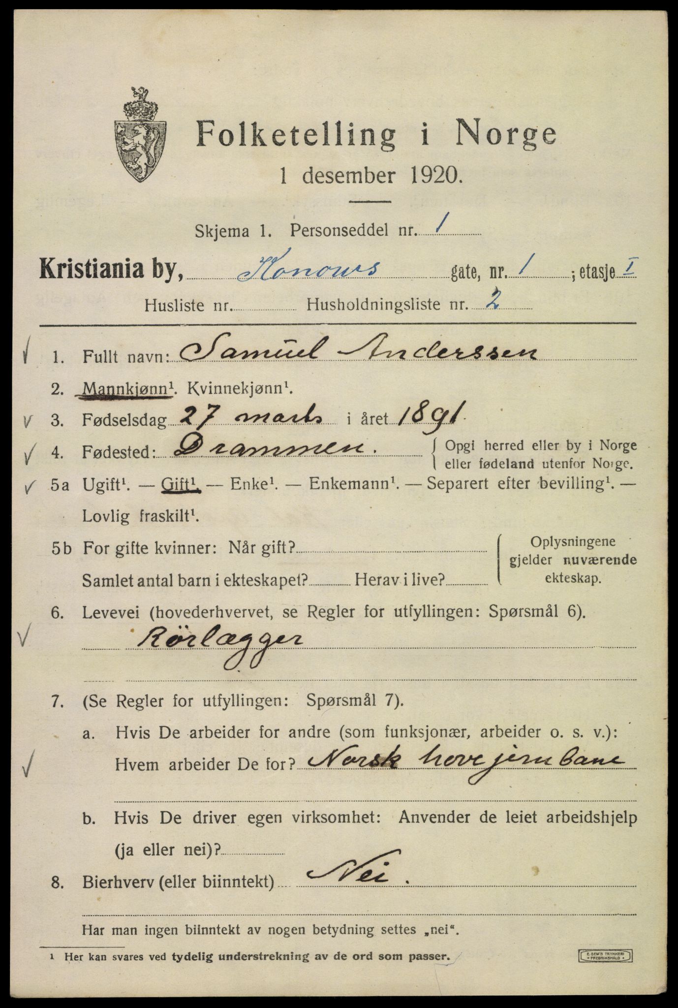 SAO, 1920 census for Kristiania, 1920, p. 348039