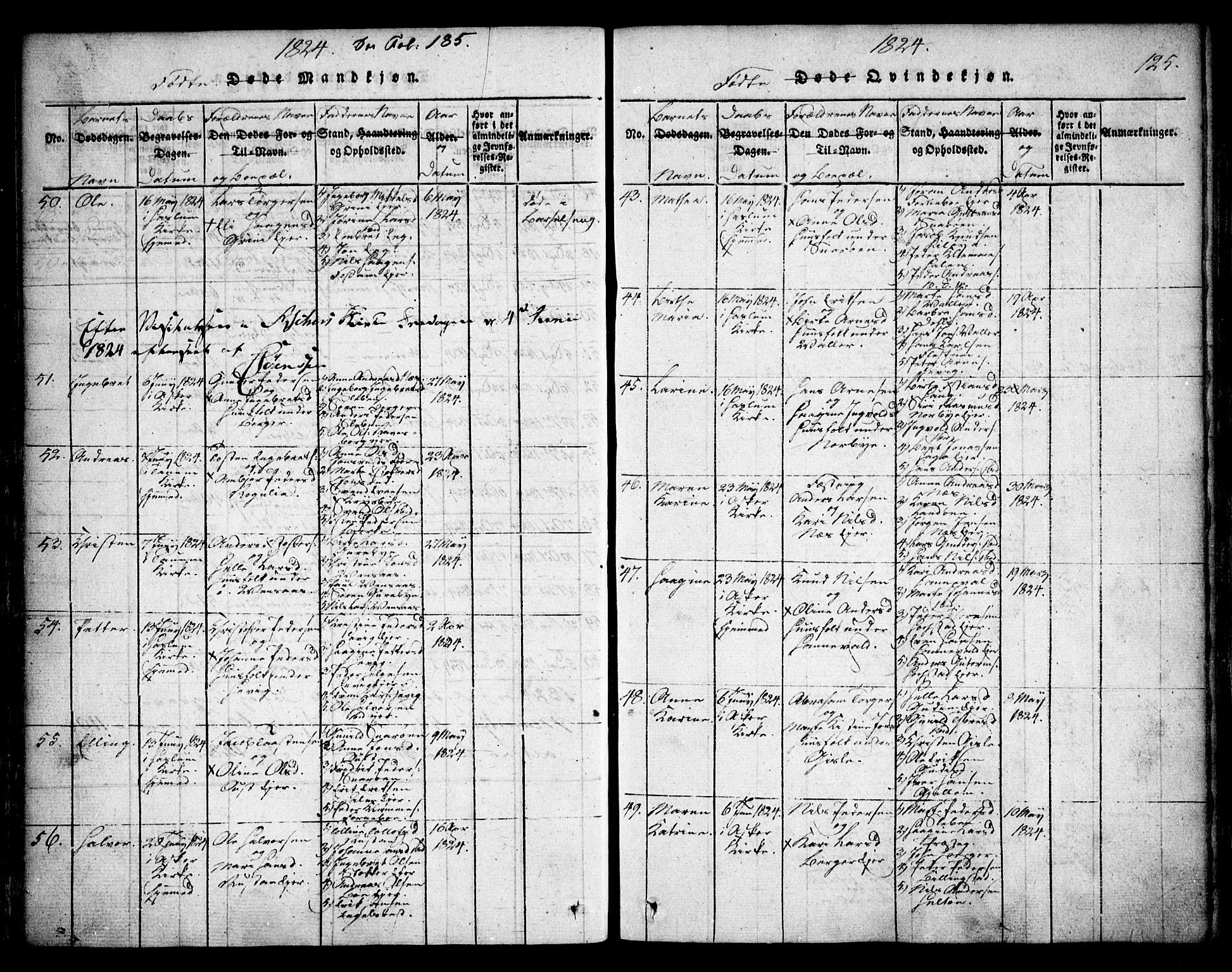 Asker prestekontor Kirkebøker, SAO/A-10256a/F/Fa/L0006: Parish register (official) no. I 6, 1814-1824, p. 125