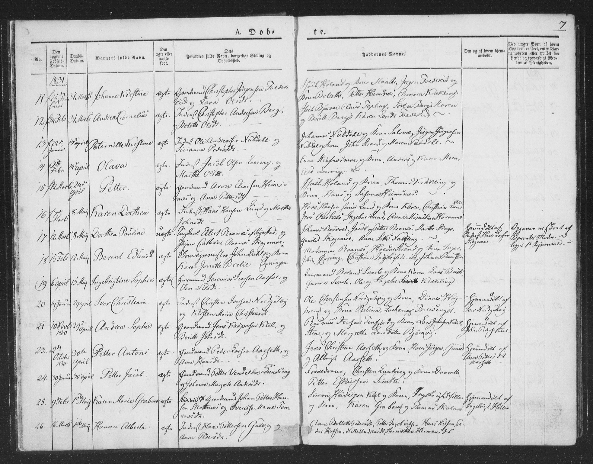 Ministerialprotokoller, klokkerbøker og fødselsregistre - Nord-Trøndelag, AV/SAT-A-1458/780/L0639: Parish register (official) no. 780A04, 1830-1844, p. 7