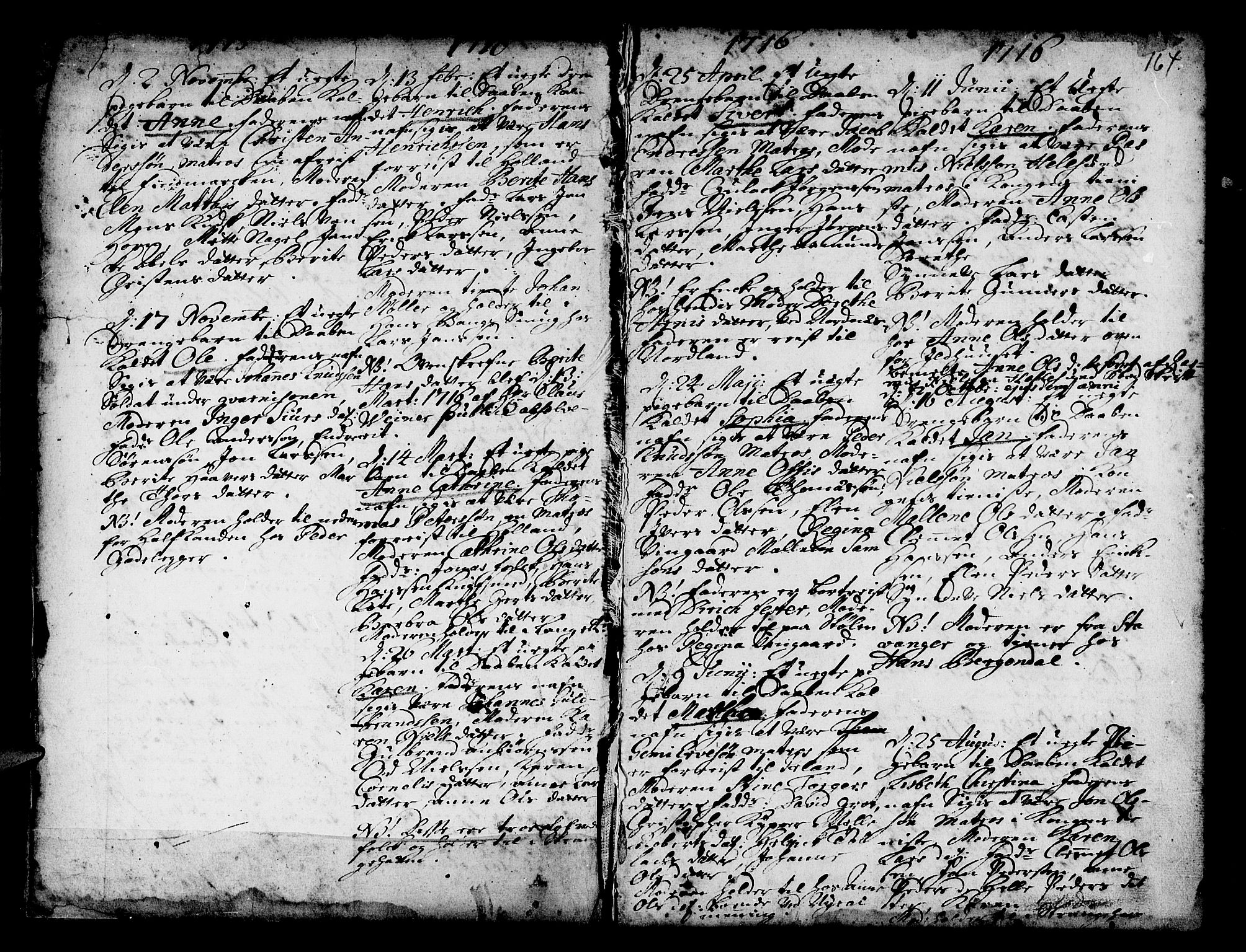 Nykirken Sokneprestembete, AV/SAB-A-77101/H/Haa/L0002: Parish register (official) no. A 2, 1700-1723, p. 164