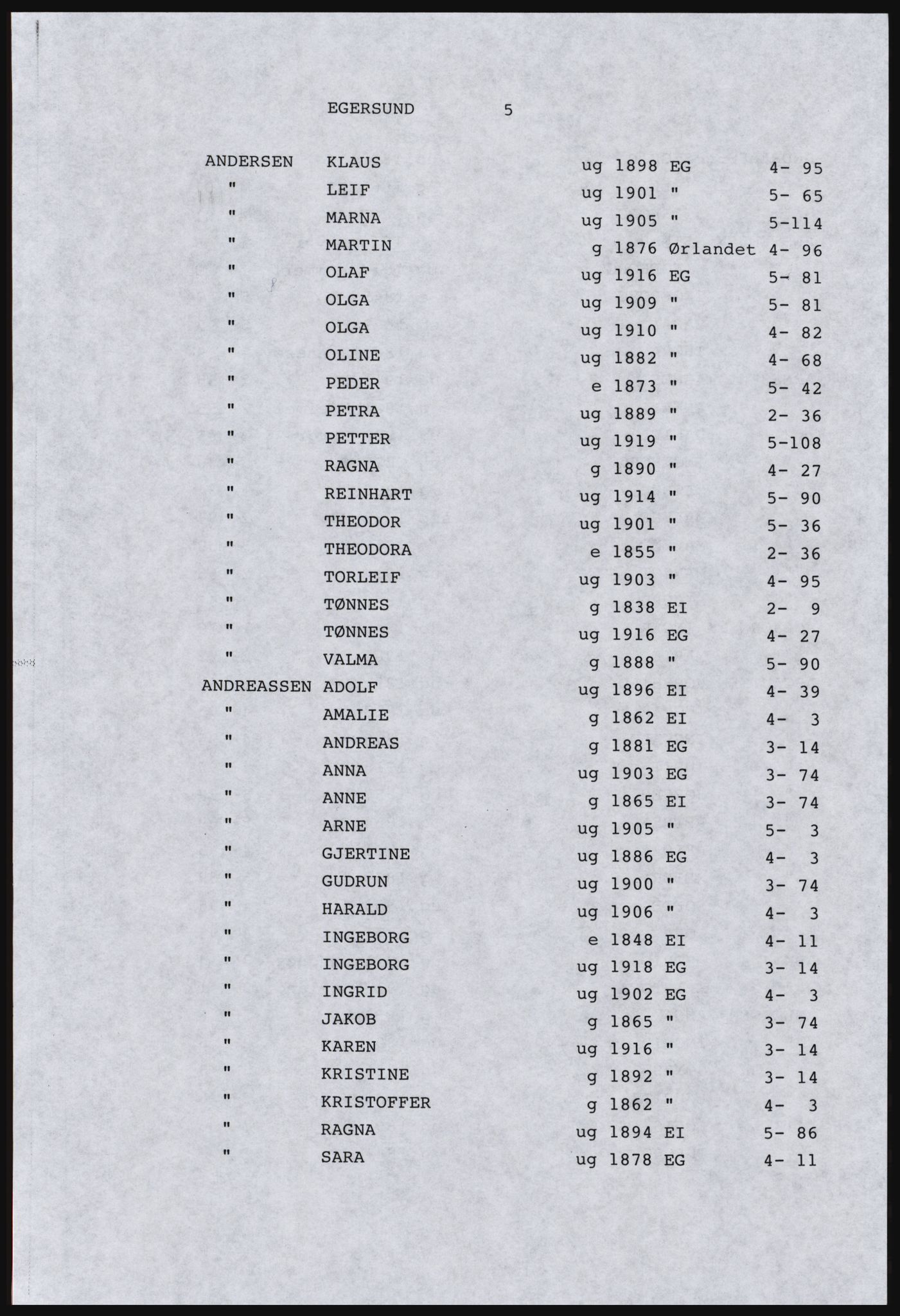 SAST, Copy of 1920 census for Dalane, 1920, p. 11