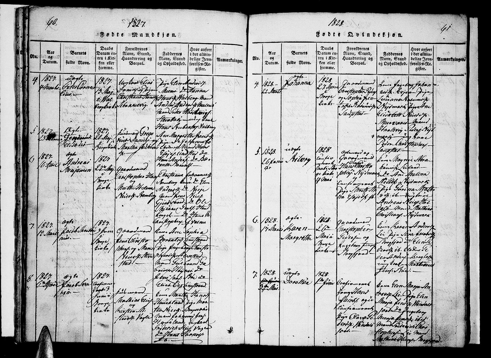 Ministerialprotokoller, klokkerbøker og fødselsregistre - Nordland, SAT/A-1459/880/L1130: Parish register (official) no. 880A04, 1821-1843, p. 60-61