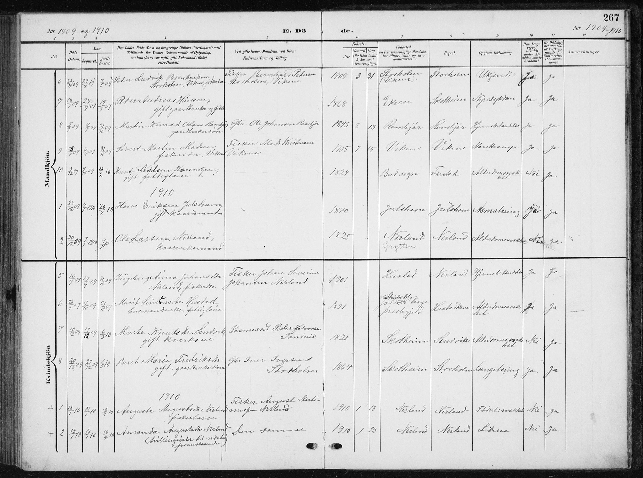 Ministerialprotokoller, klokkerbøker og fødselsregistre - Møre og Romsdal, AV/SAT-A-1454/567/L0784: Parish register (copy) no. 567C04, 1903-1938, p. 267