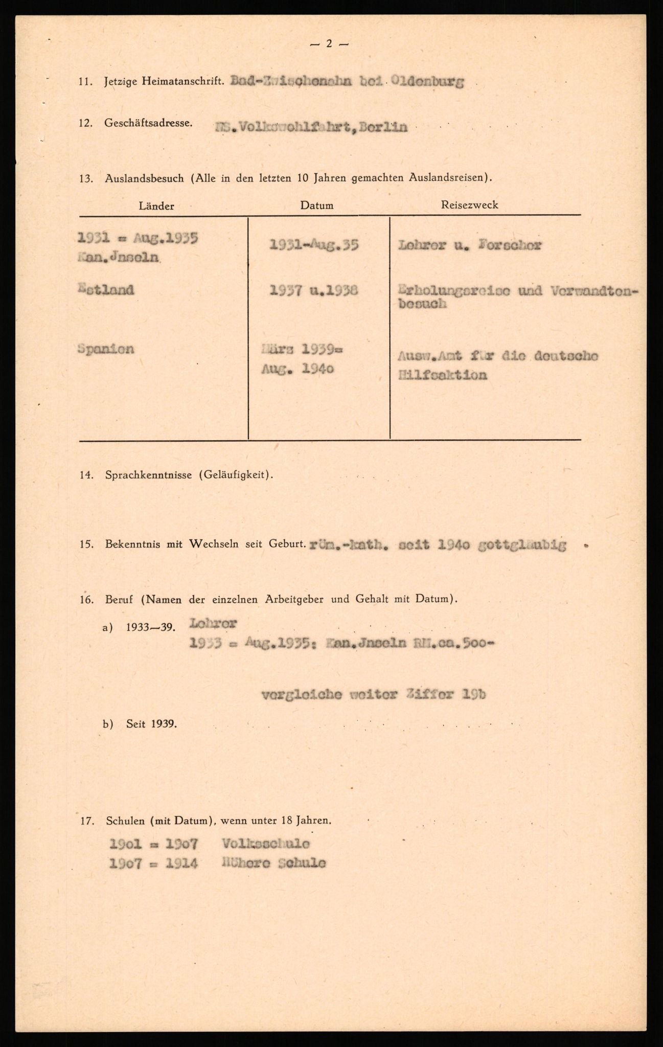 Forsvaret, Forsvarets overkommando II, AV/RA-RAFA-3915/D/Db/L0035: CI Questionaires. Tyske okkupasjonsstyrker i Norge. Tyskere., 1945-1946, p. 138