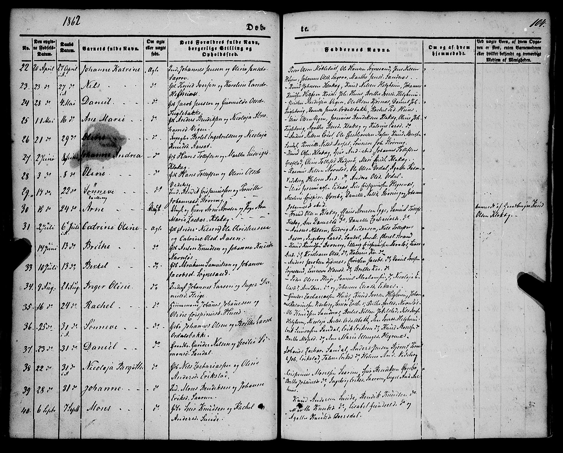 Jølster sokneprestembete, AV/SAB-A-80701/H/Haa/Haaa/L0010: Parish register (official) no. A 10, 1847-1865, p. 104