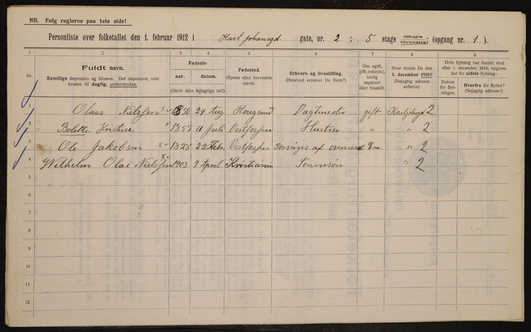 OBA, Municipal Census 1912 for Kristiania, 1912, p. 48995