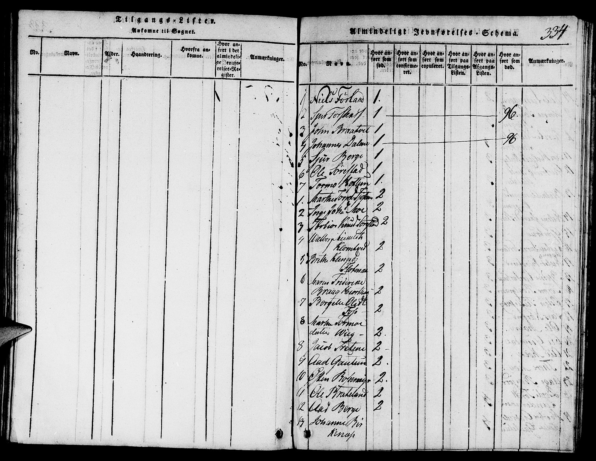 Suldal sokneprestkontor, SAST/A-101845/01/V/L0001: Parish register (copy) no. B 1, 1816-1836, p. 334