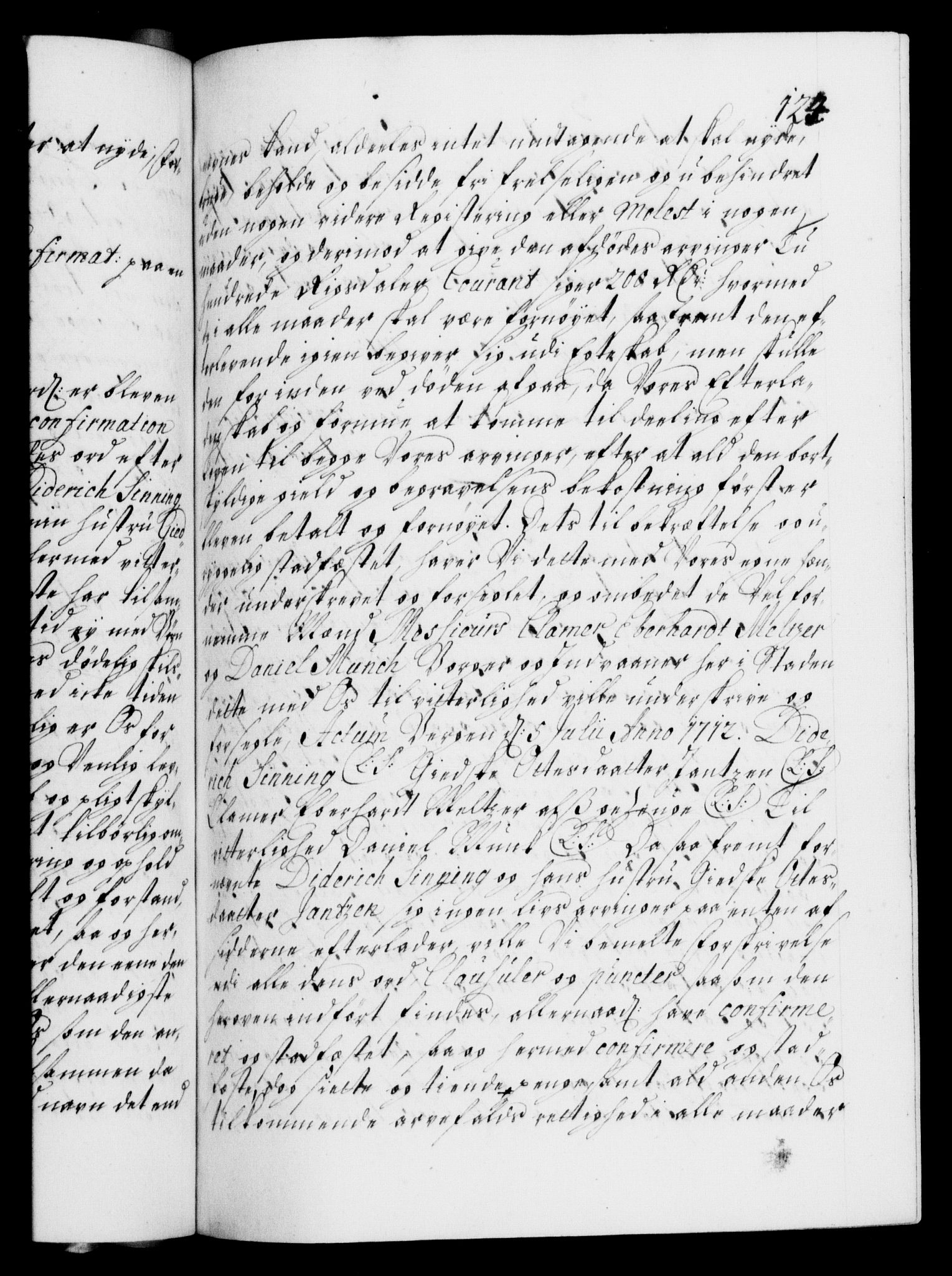 Danske Kanselli 1572-1799, AV/RA-EA-3023/F/Fc/Fca/Fcaa/L0021: Norske registre, 1712-1715, p. 124a
