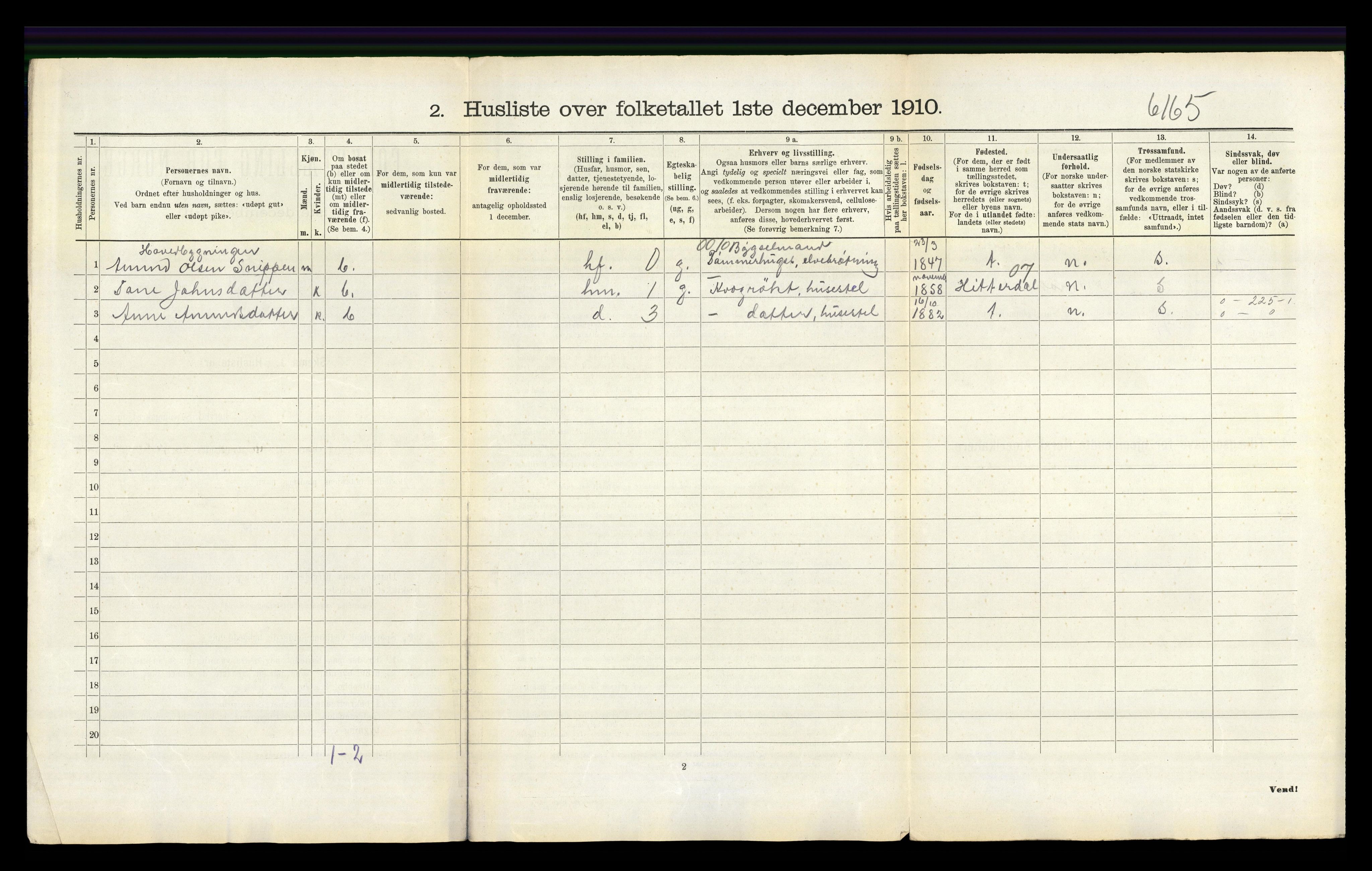 RA, 1910 census for Sauherad, 1910, p. 404