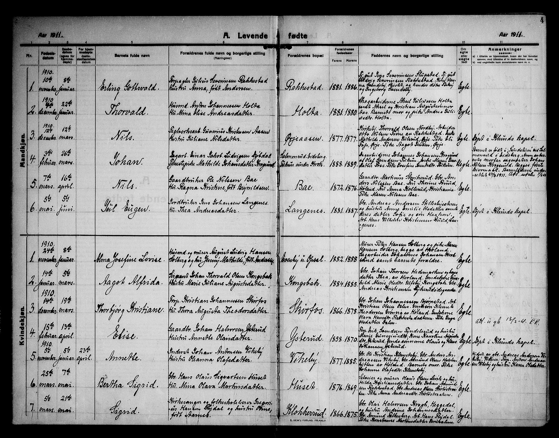 Rødenes prestekontor Kirkebøker, AV/SAO-A-2005/F/Fa/L0012: Parish register (official) no. I 12, 1911-1926, p. 4