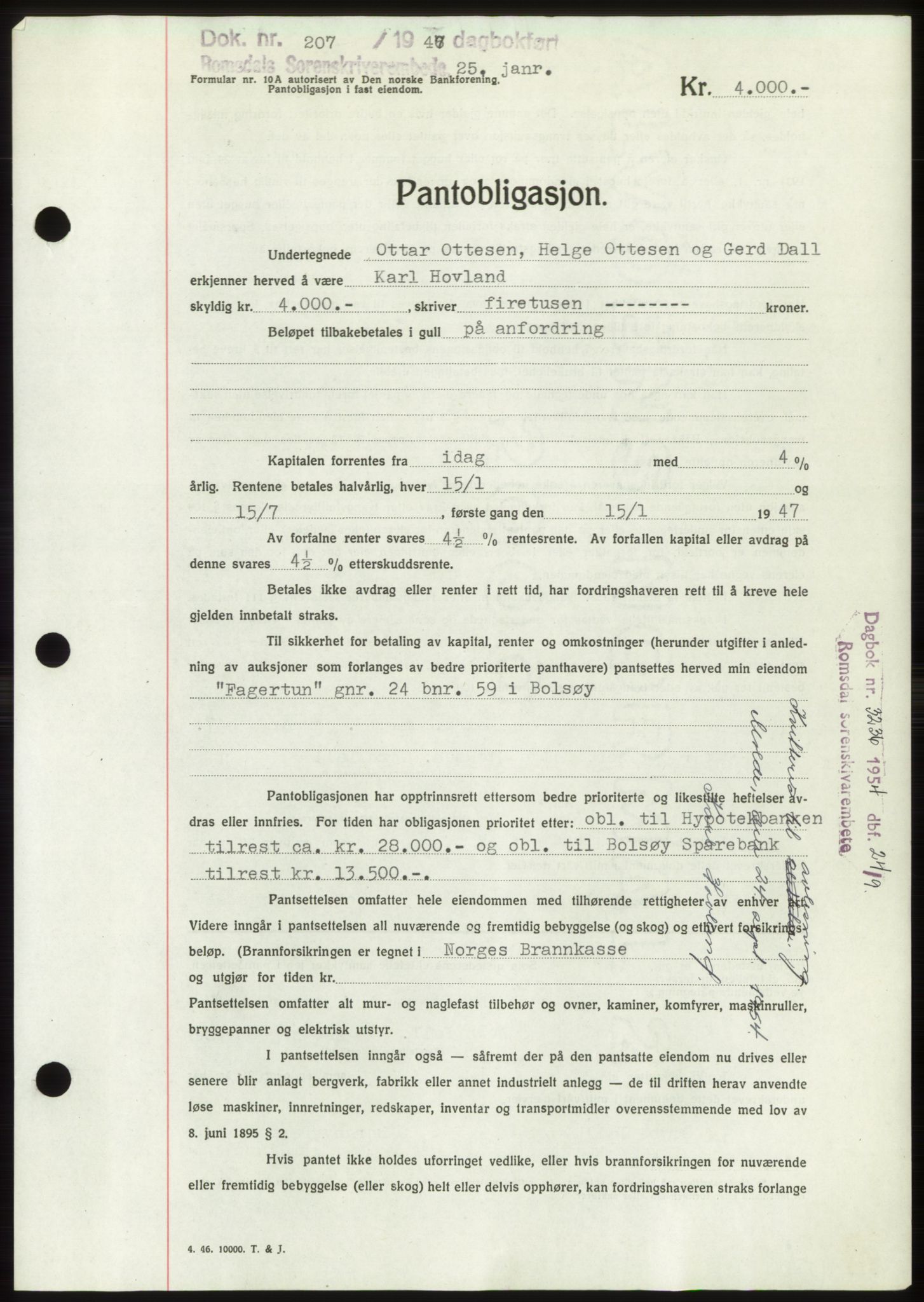 Romsdal sorenskriveri, AV/SAT-A-4149/1/2/2C: Mortgage book no. B3, 1946-1948, Diary no: : 207/1947