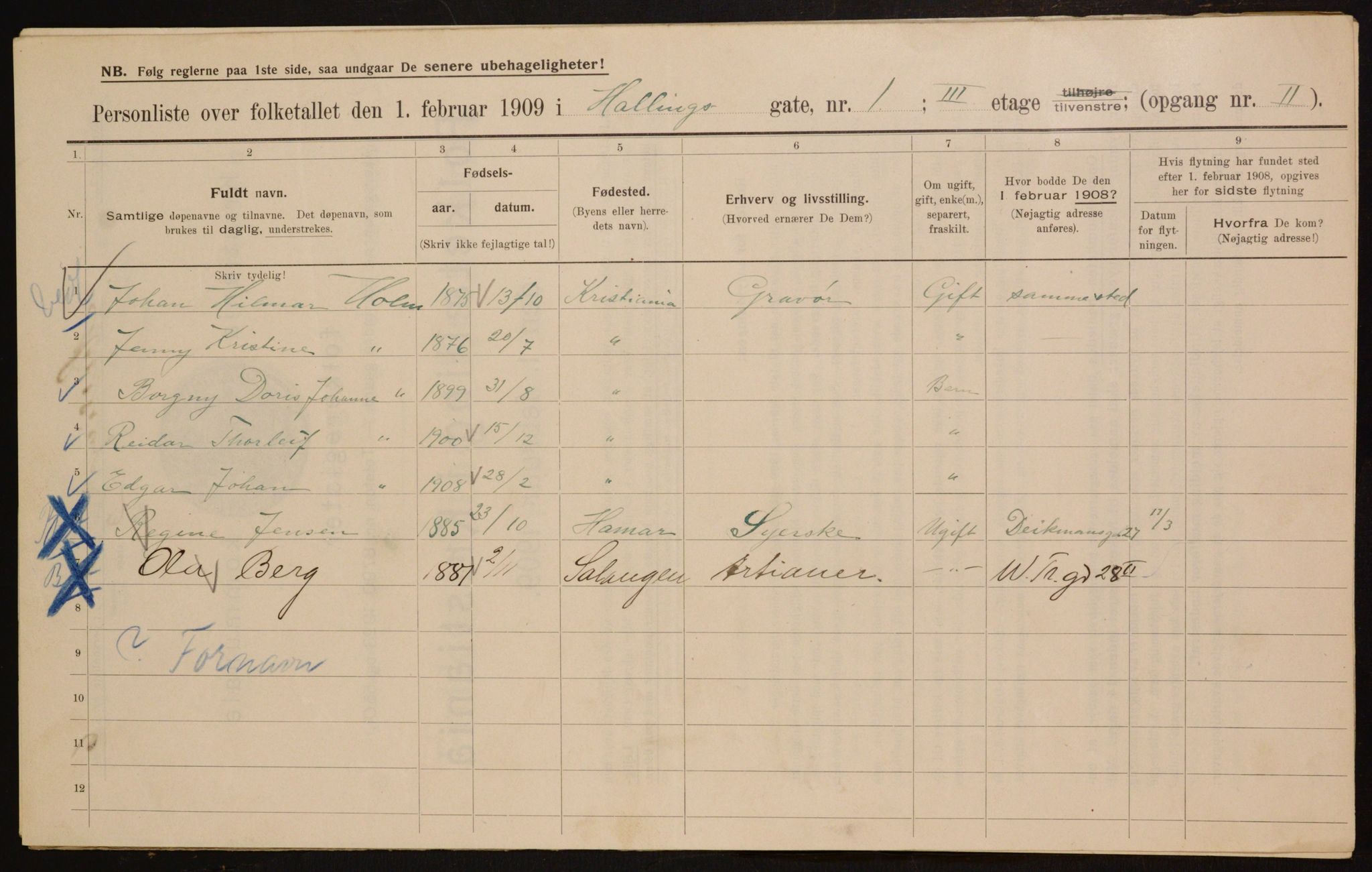 OBA, Municipal Census 1909 for Kristiania, 1909, p. 30904