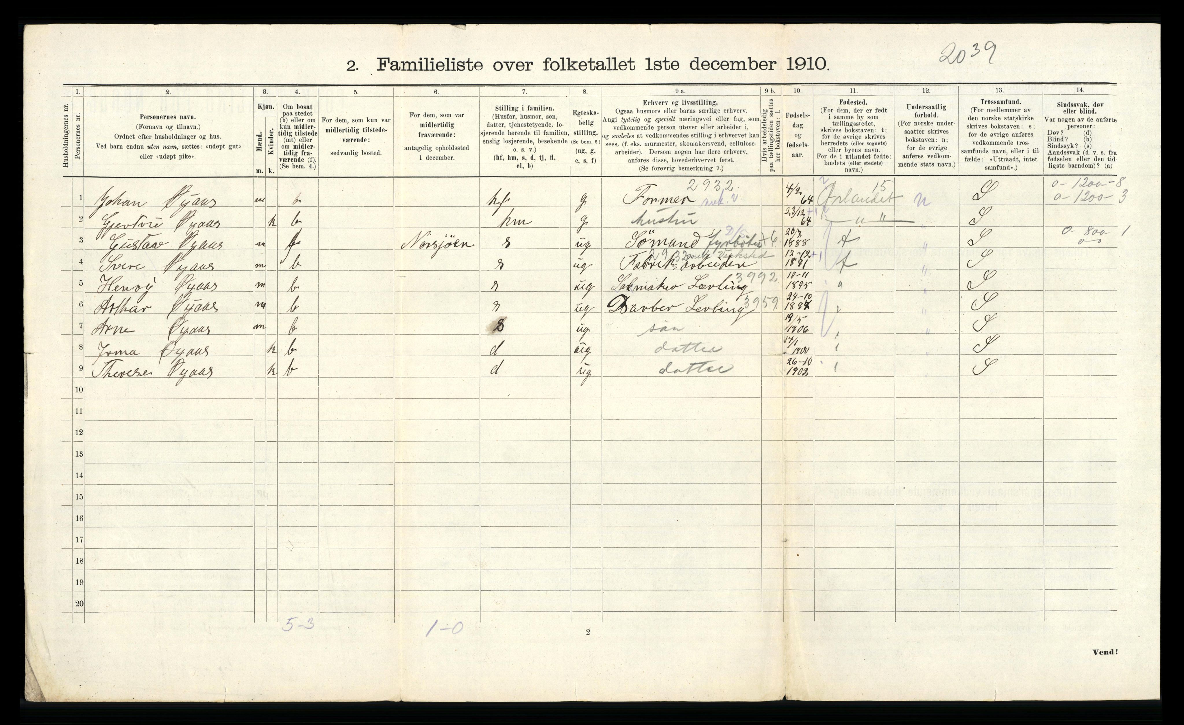 RA, 1910 census for Trondheim, 1910, p. 20906