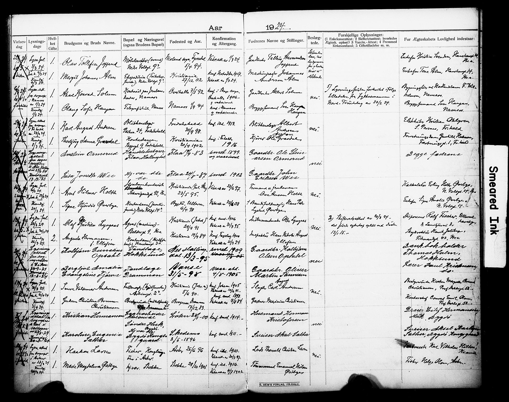 Johannes prestekontor Kirkebøker, AV/SAO-A-10852/H/Ha/L0005: Banns register no. 5, 1912-1930