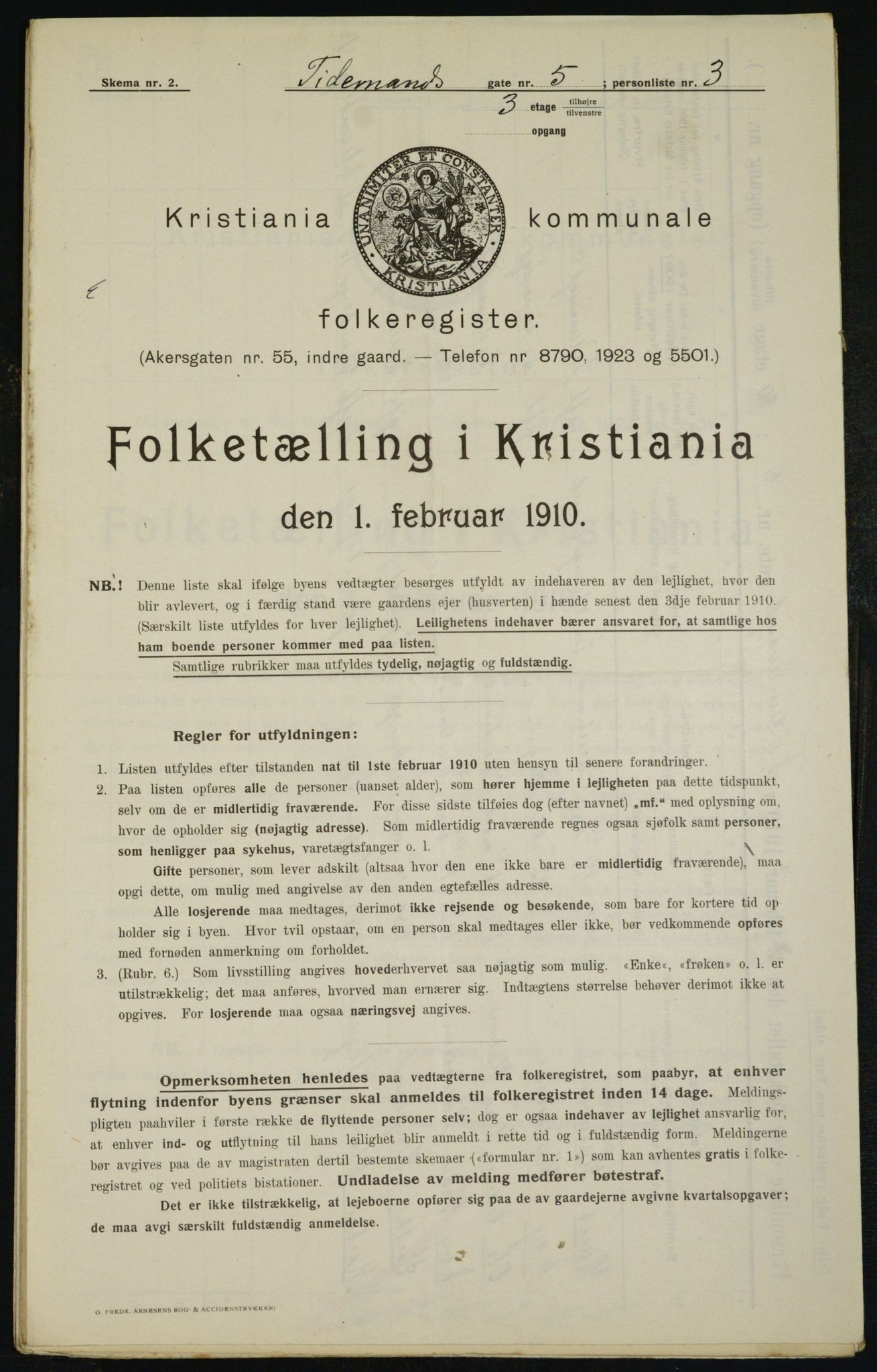 OBA, Municipal Census 1910 for Kristiania, 1910, p. 105709