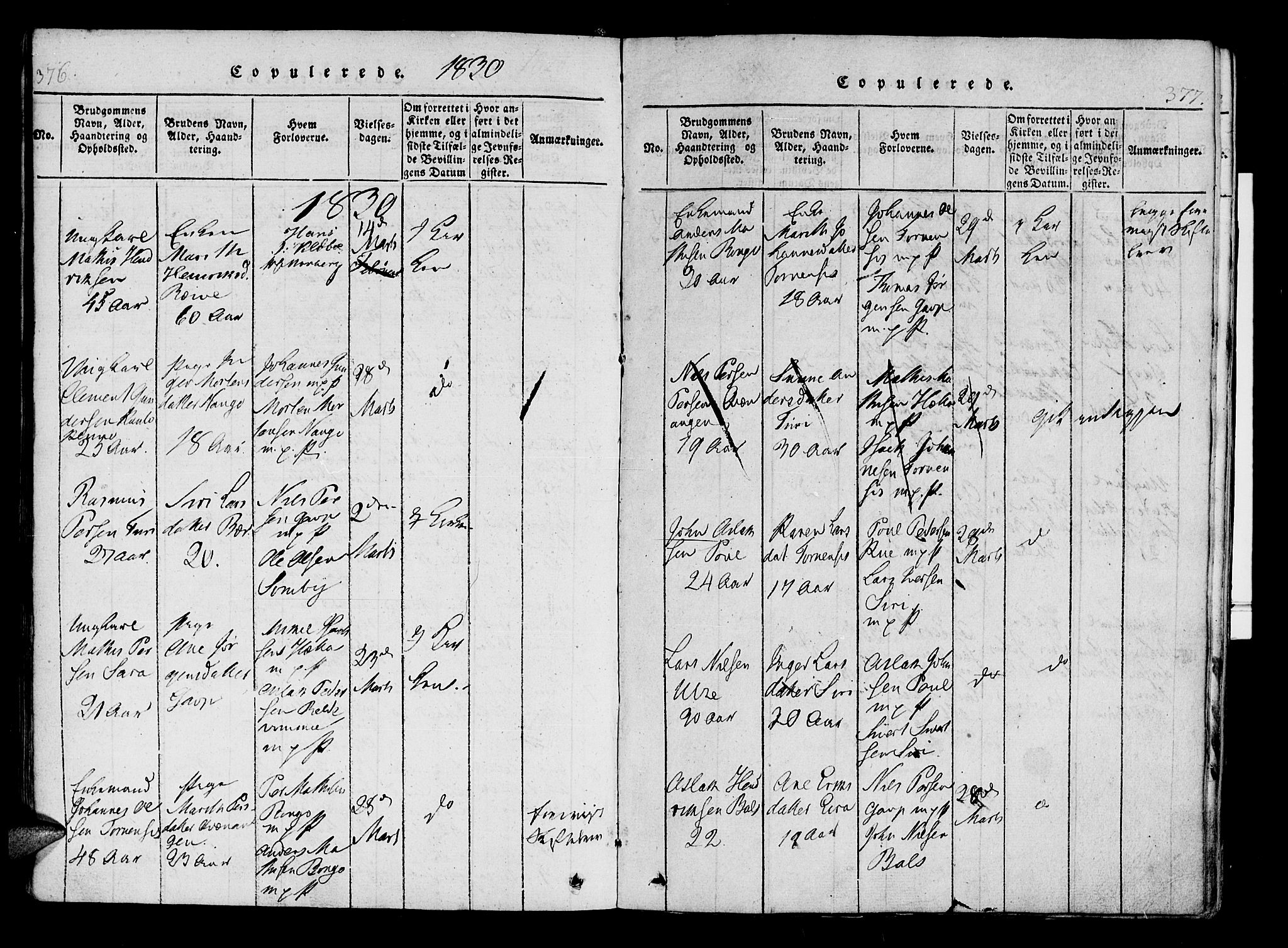 Kistrand/Porsanger sokneprestembete, AV/SATØ-S-1351/H/Ha/L0010.kirke: Parish register (official) no. 10, 1821-1842, p. 376-377