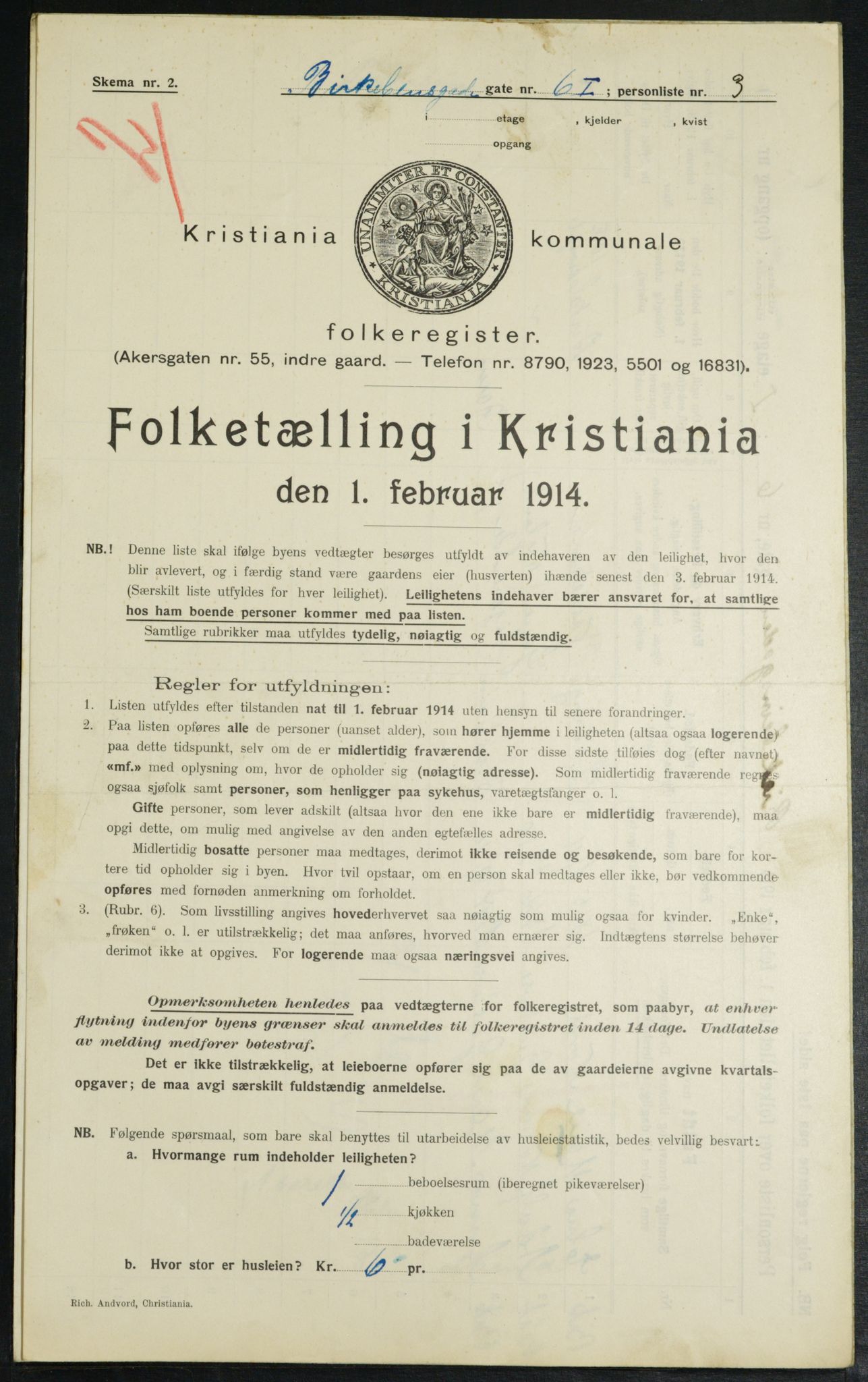 OBA, Municipal Census 1914 for Kristiania, 1914, p. 4951
