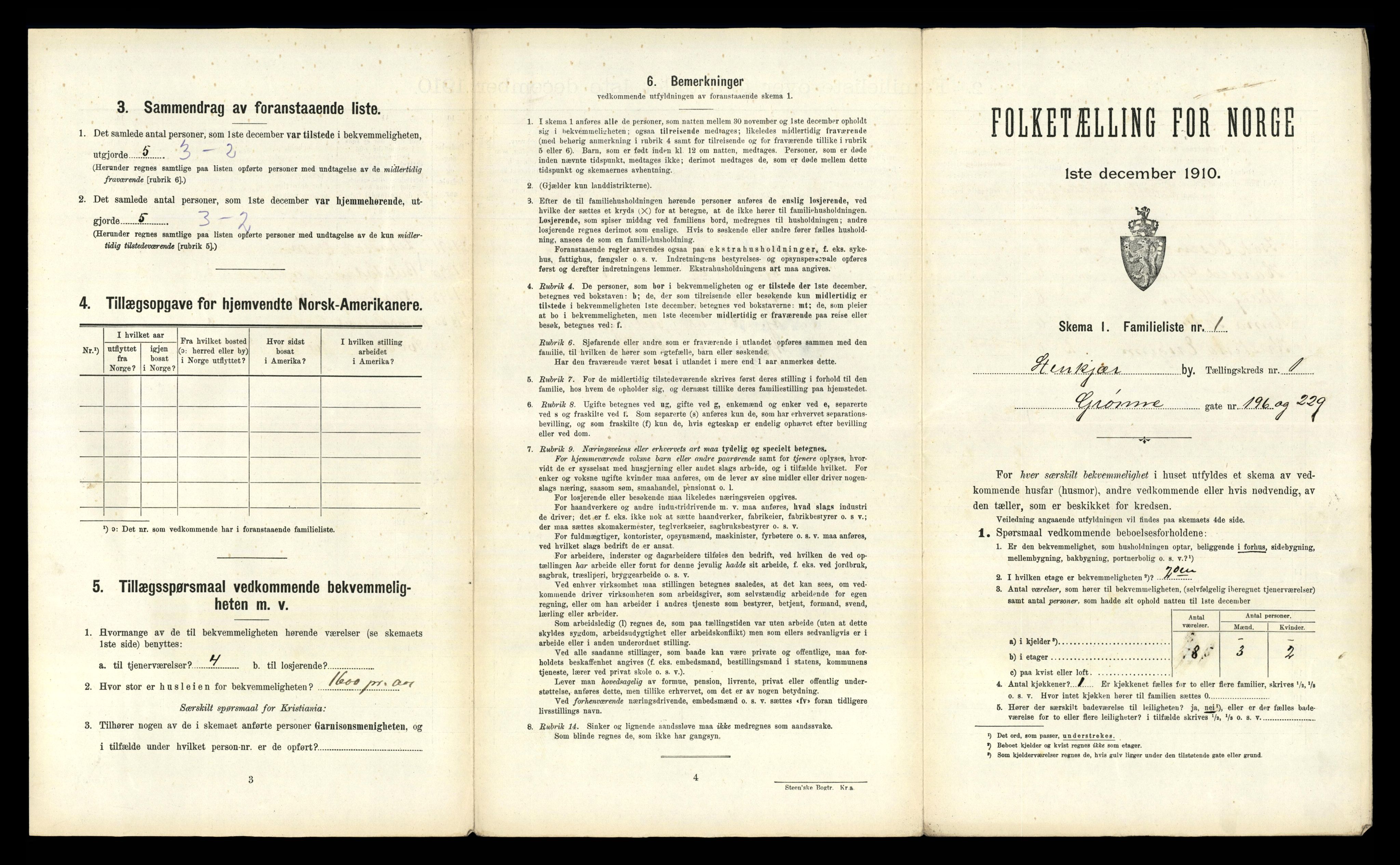 RA, 1910 census for Steinkjer, 1910, p. 302