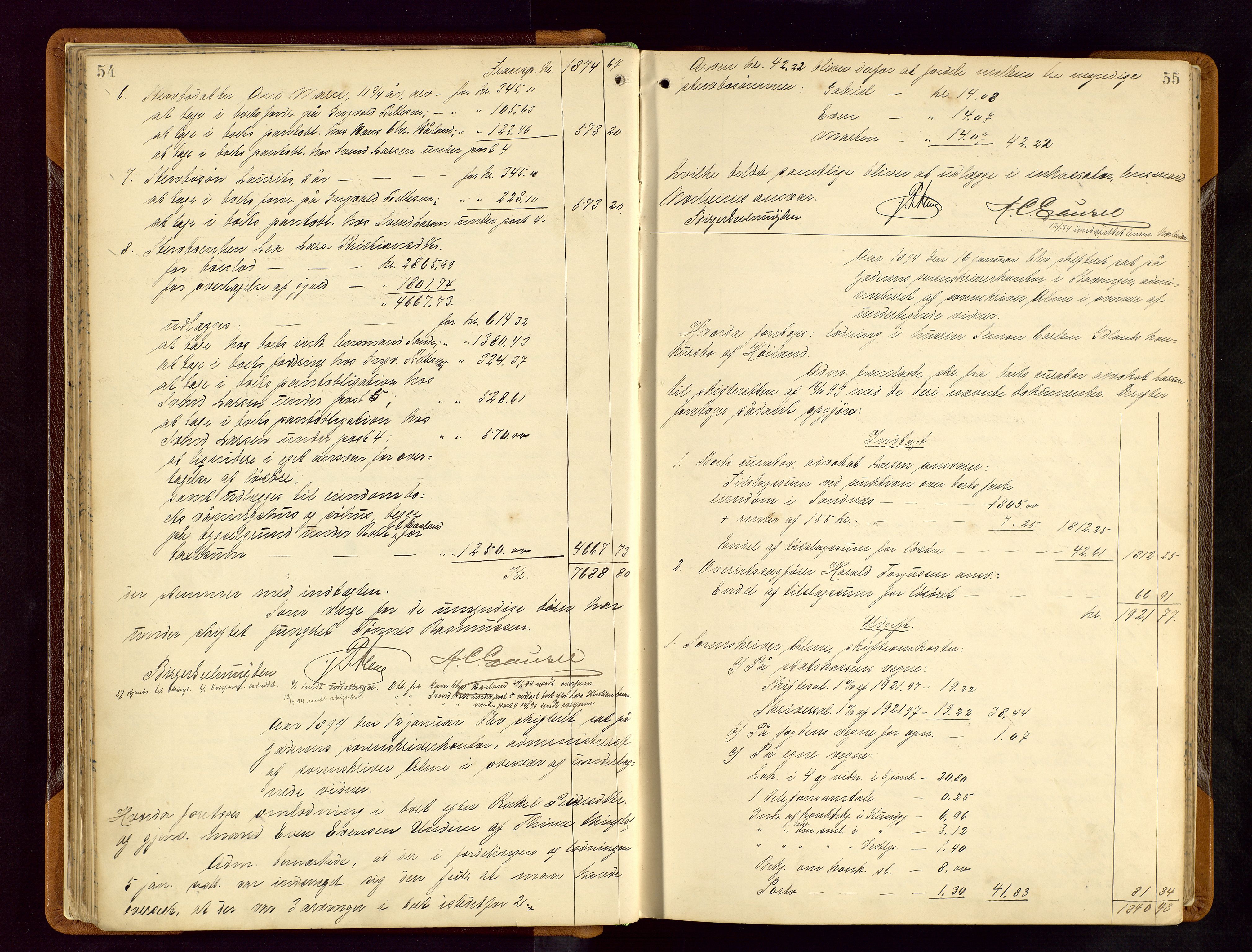 Jæren sorenskriveri, AV/SAST-A-100310/01/5/50/50BB/L0005: SKIFTEUTLODNINGSPROTOKOLL, 1893-1900, p. 54-55