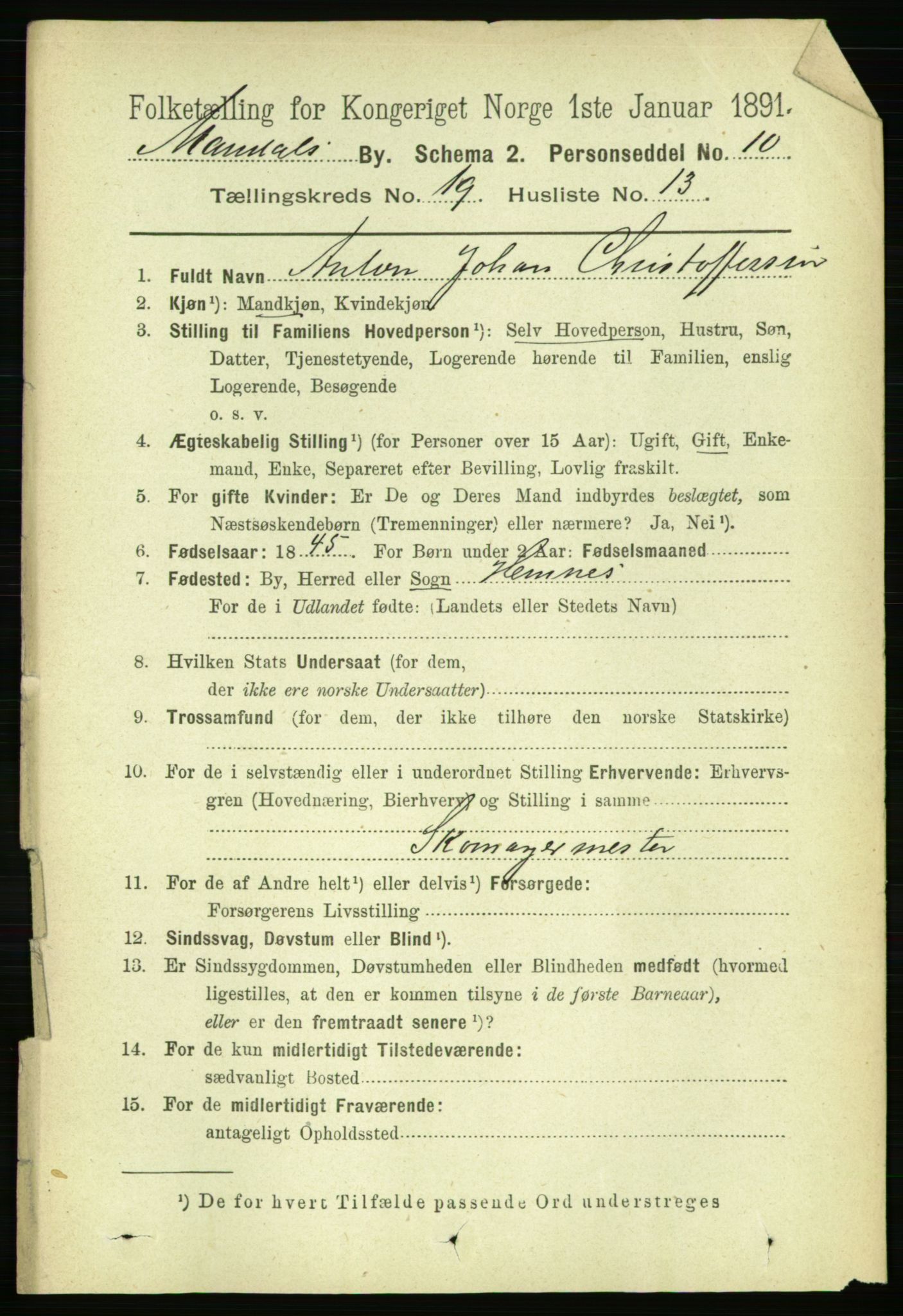 RA, 1891 census for 1002 Mandal, 1891, p. 3891