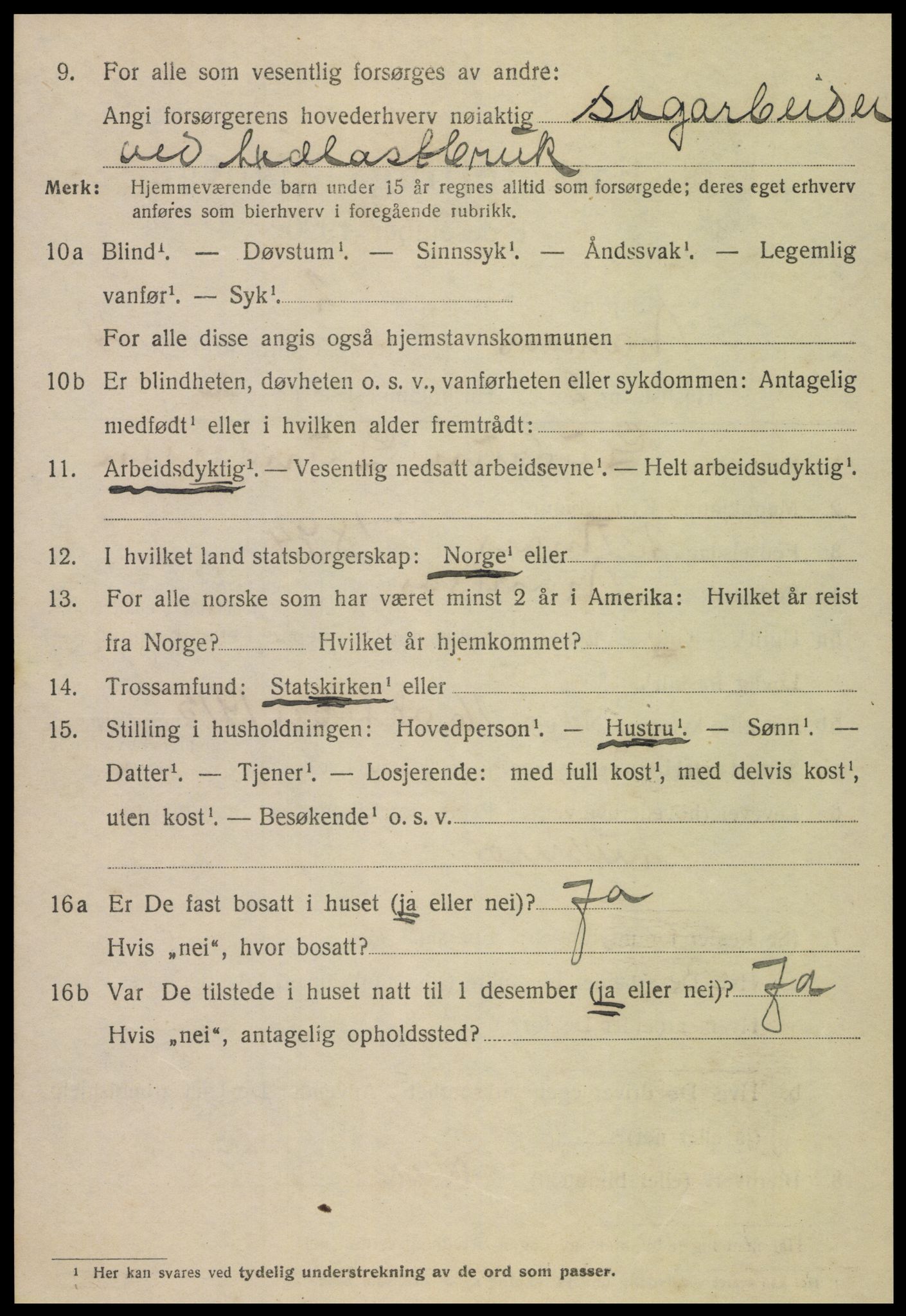 SAT, 1920 census for Namsos, 1920, p. 4862