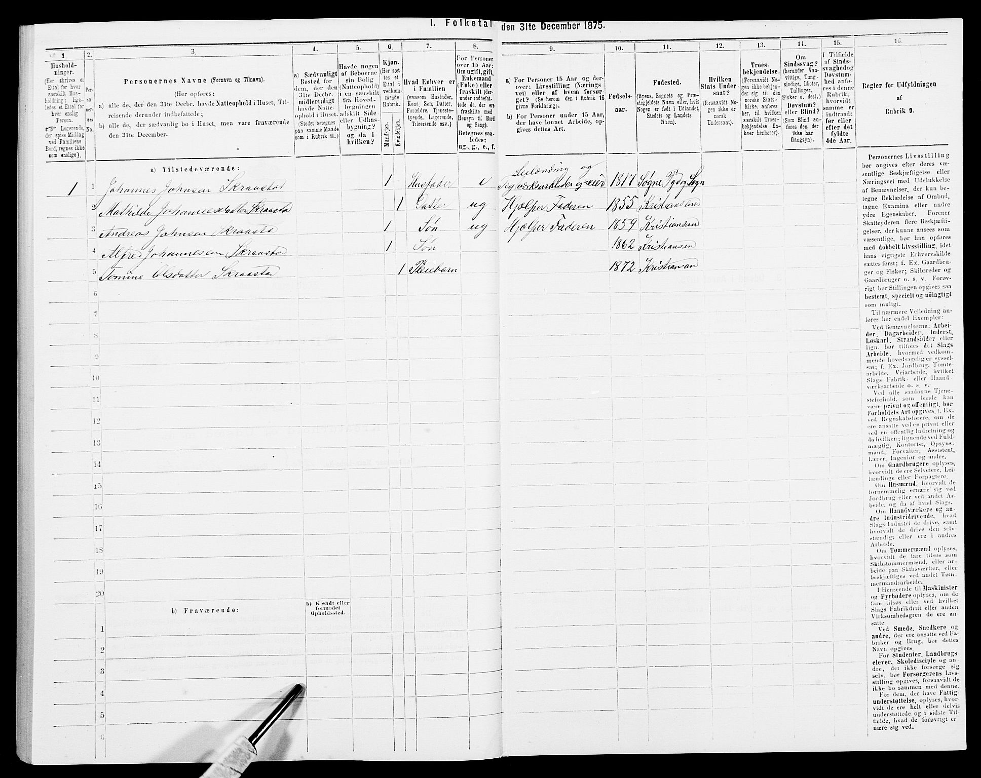 SAK, 1875 census for 1012P Oddernes, 1875, p. 560