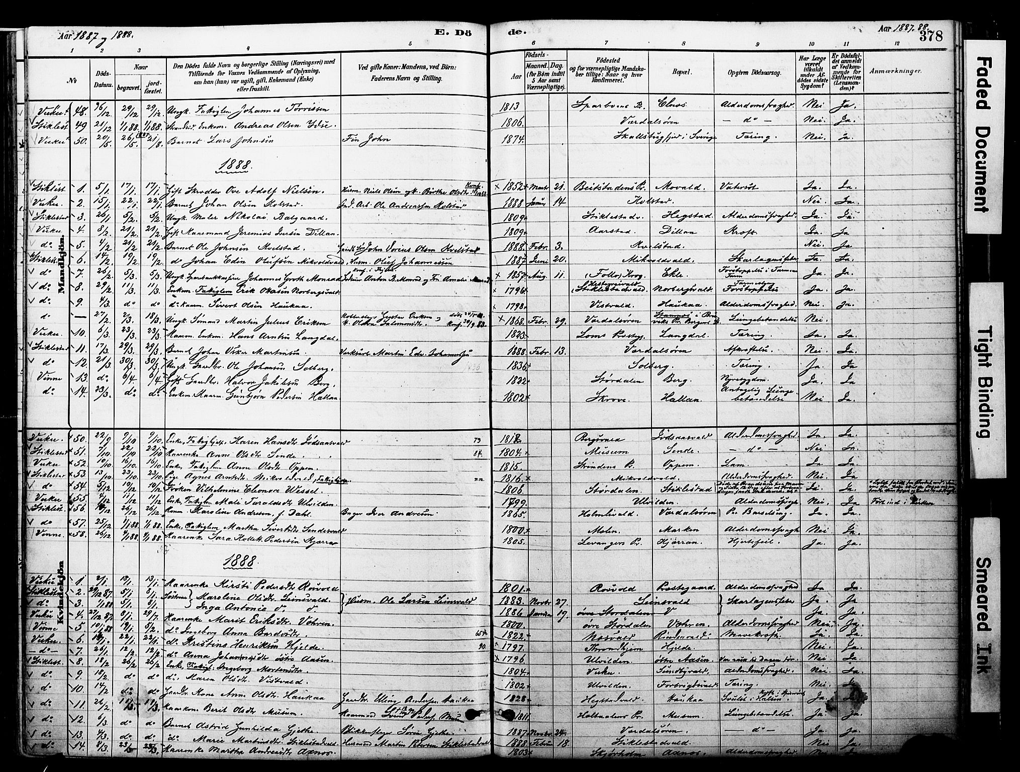 Ministerialprotokoller, klokkerbøker og fødselsregistre - Nord-Trøndelag, AV/SAT-A-1458/723/L0244: Parish register (official) no. 723A13, 1881-1899, p. 378