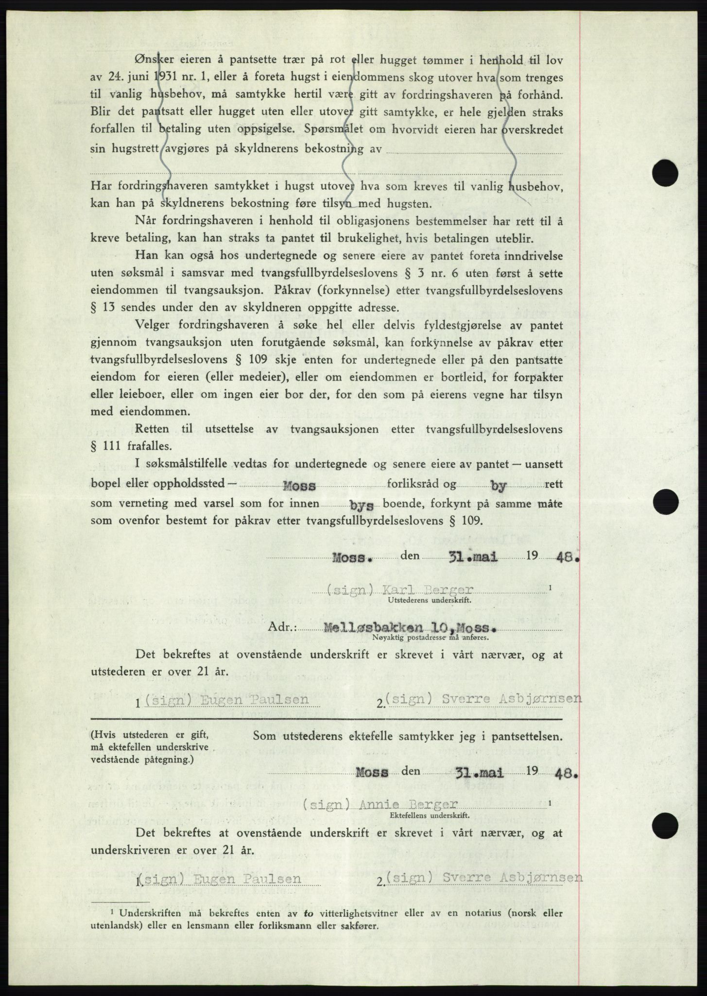 Moss sorenskriveri, AV/SAO-A-10168: Mortgage book no. B20, 1948-1948, Diary no: : 1871/1948