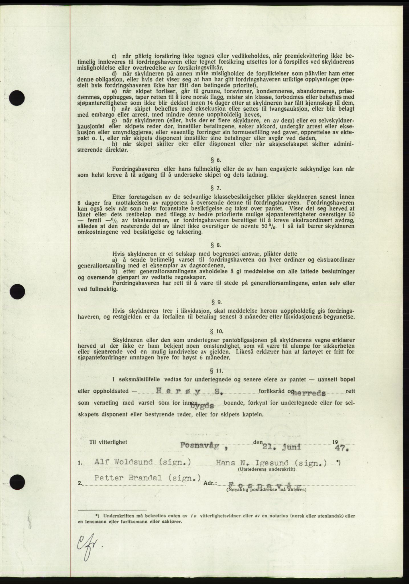 Søre Sunnmøre sorenskriveri, AV/SAT-A-4122/1/2/2C/L0115: Mortgage book no. 3B, 1947-1948, Diary no: : 847/1947