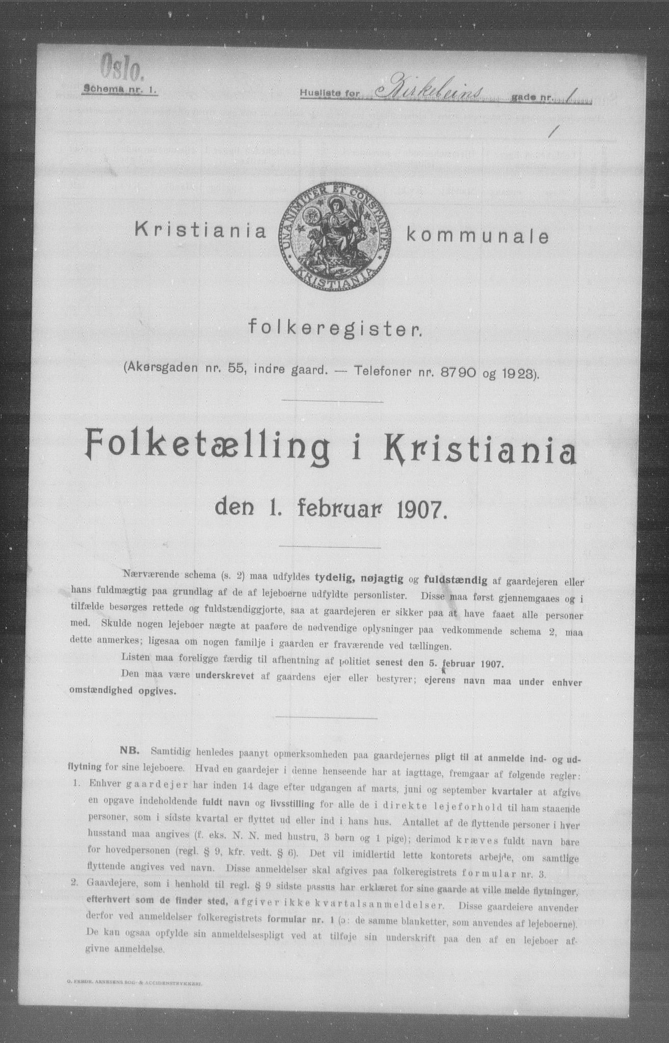 OBA, Municipal Census 1907 for Kristiania, 1907, p. 2657