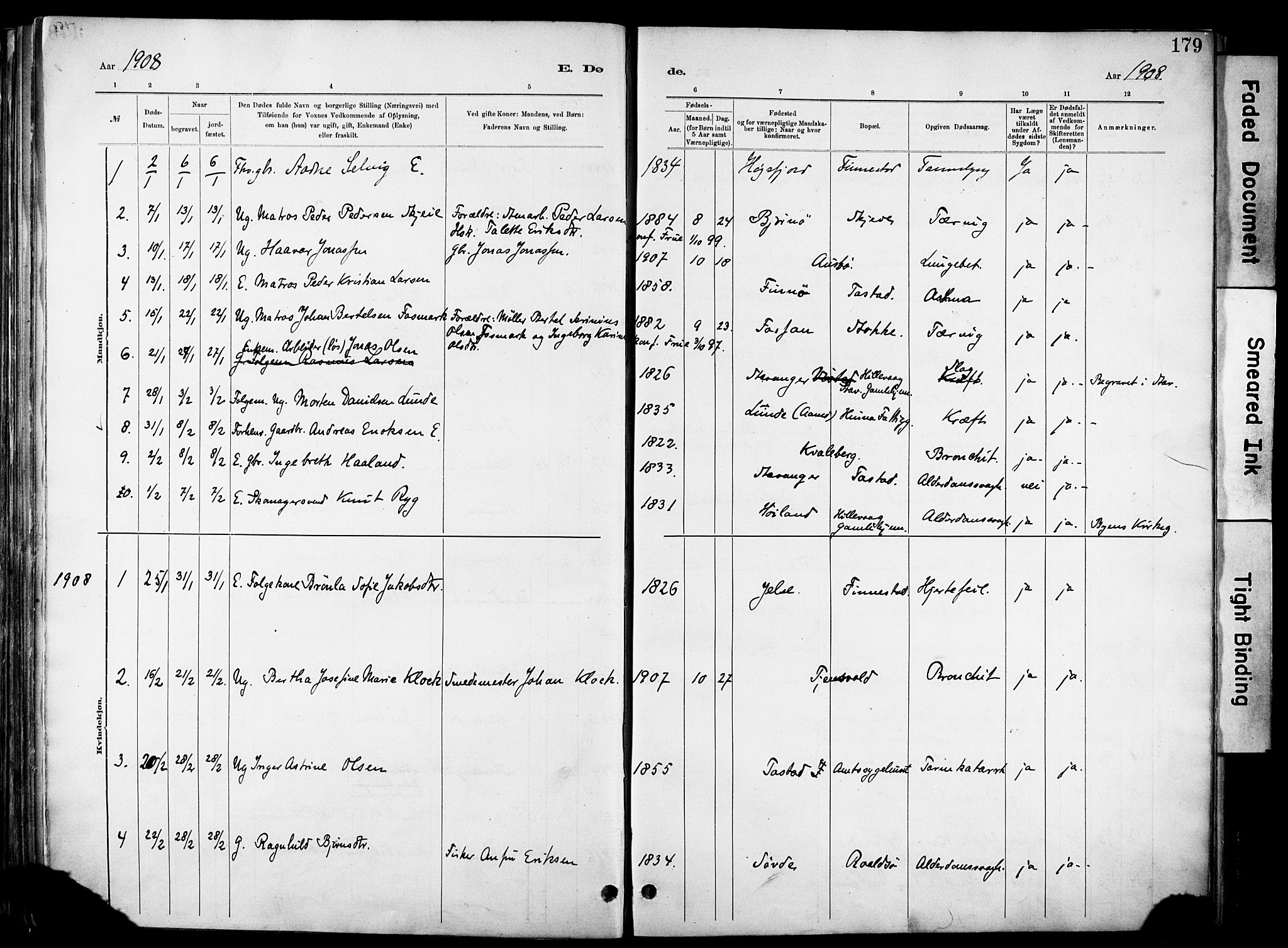 Hetland sokneprestkontor, SAST/A-101826/30/30BA/L0012: Parish register (official) no. A 12, 1882-1912, p. 179