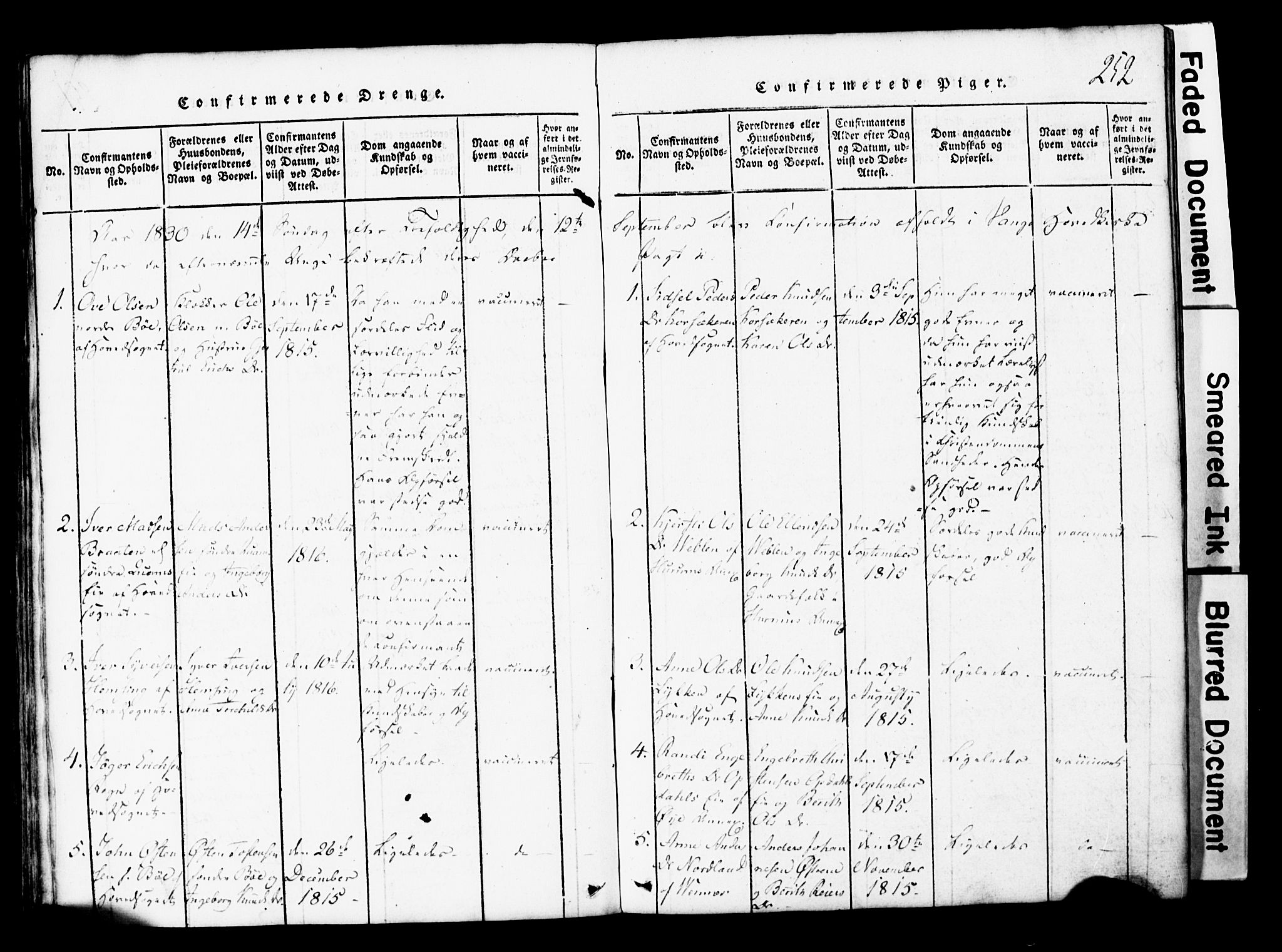 Vang prestekontor, Valdres, SAH/PREST-140/H/Hb/L0001: Parish register (copy) no. 1, 1814-1820, p. 252