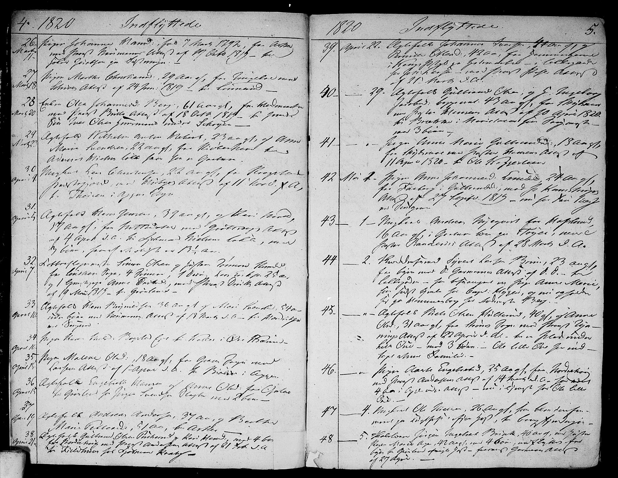 Aker prestekontor kirkebøker, SAO/A-10861/F/L0014b: Parish register (official) no. 14B, 1820-1834, p. 4-5