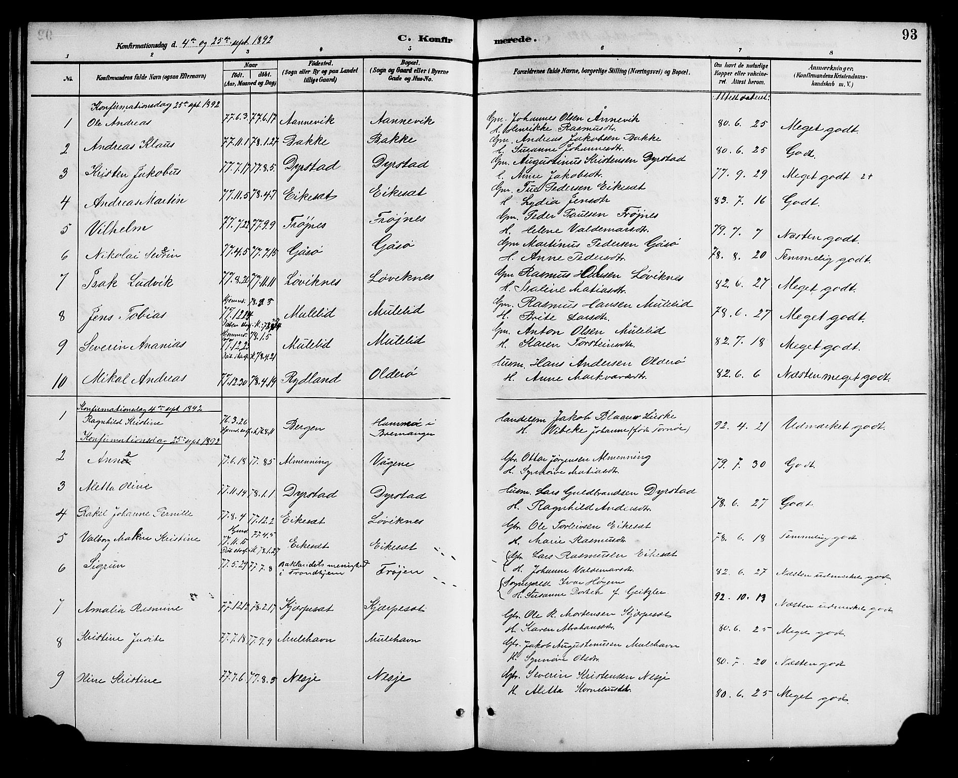 Bremanger sokneprestembete, SAB/A-82201/H/Hab/Haba/L0003: Parish register (copy) no. A 3, 1890-1908, p. 93