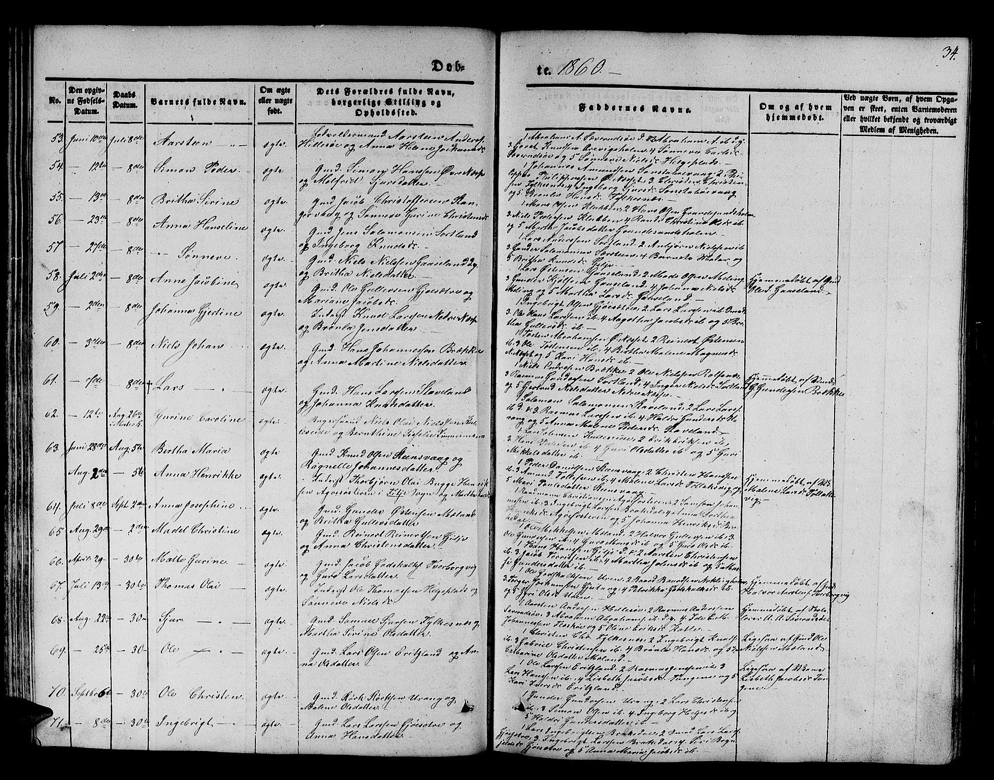 Finnås sokneprestembete, AV/SAB-A-99925/H/Ha/Hab/Habb/L0001: Parish register (copy) no. B 1, 1851-1870, p. 34