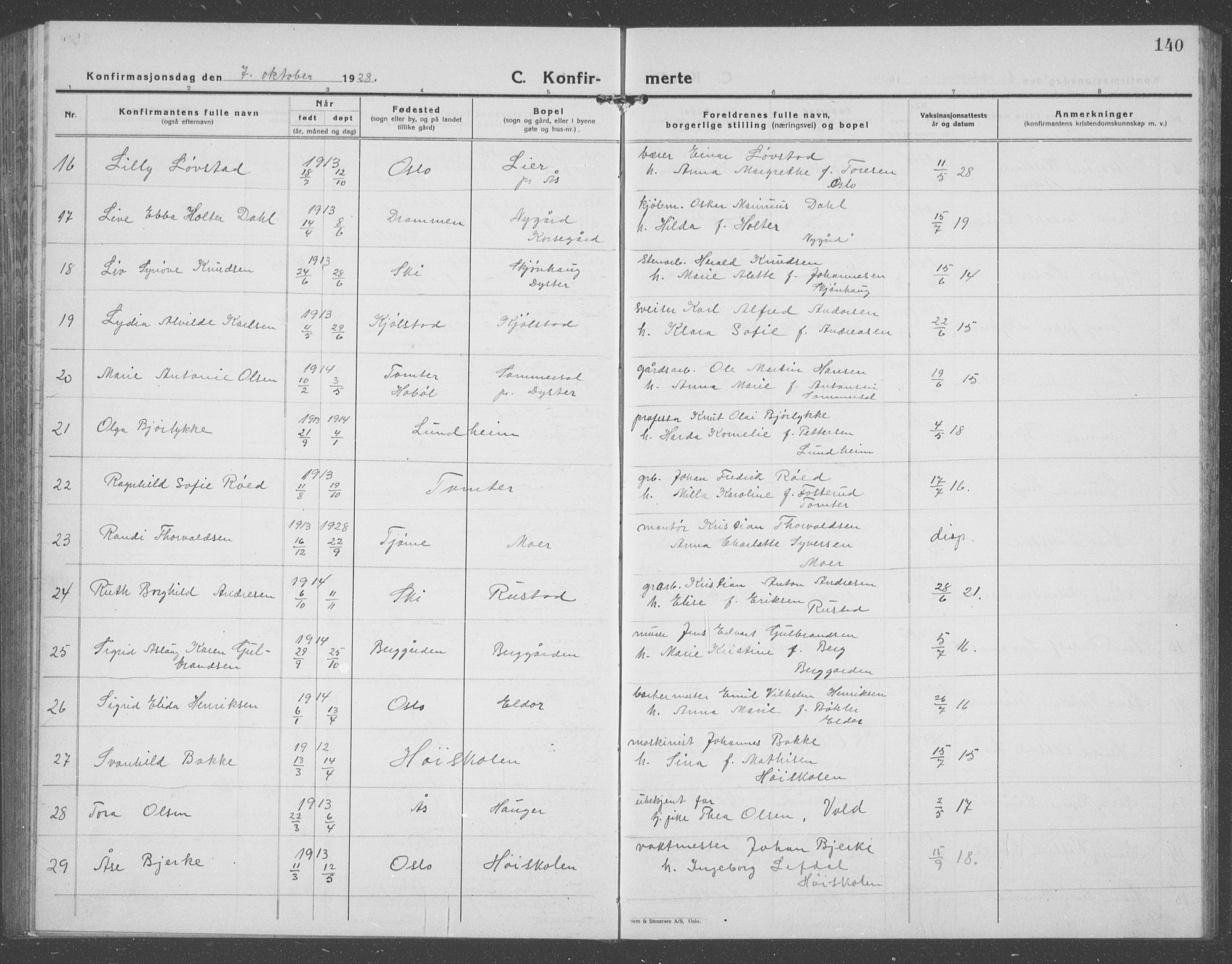 Ås prestekontor Kirkebøker, AV/SAO-A-10894/G/Ga/L0006: Parish register (copy) no. I 6, 1925-1940, p. 140